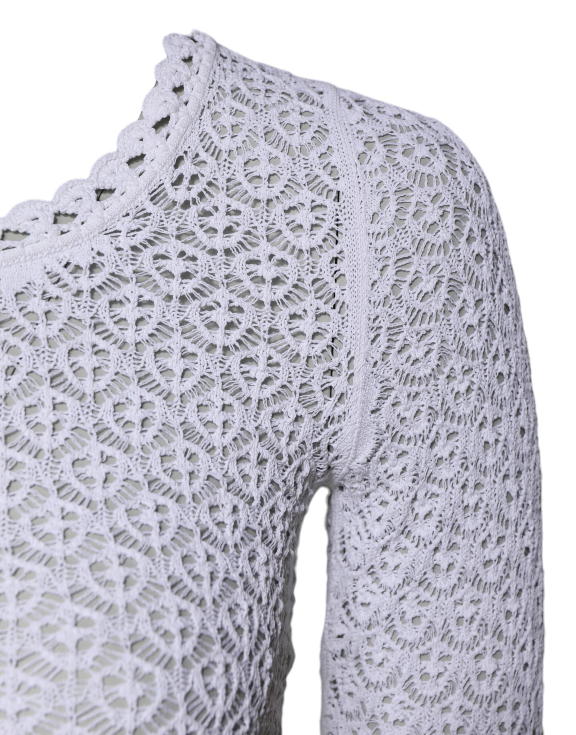 Dolce & Gabbana Weißes kurzärmeliges Häkeloberteil aus Viskose