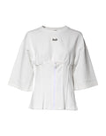 Dolce & Gabbana White Cotton Blend 3/4 Sleeves Blouse Top