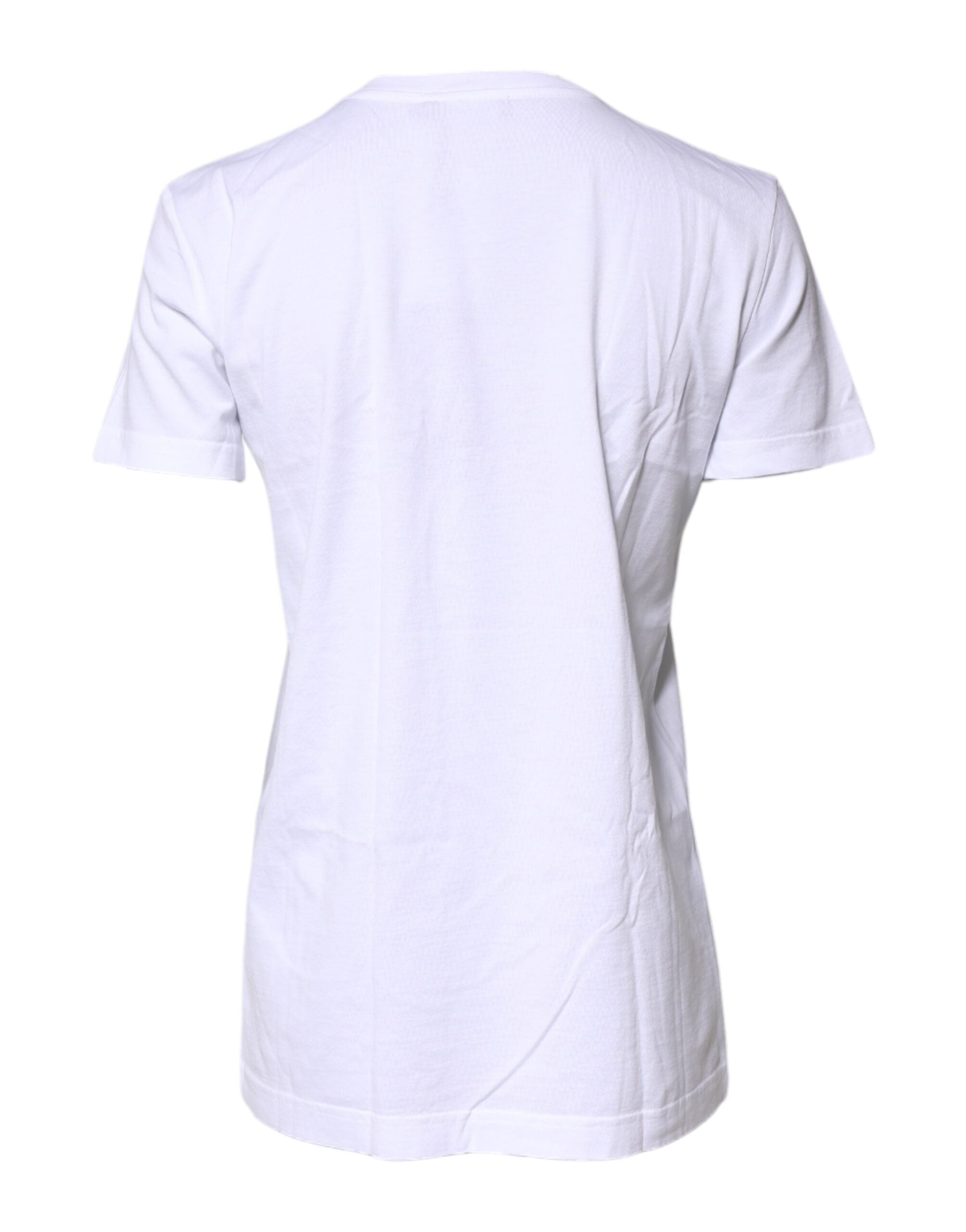 Dolce & Gabbana Weißes Baumwoll-T-Shirt mit Rundhalsausschnitt