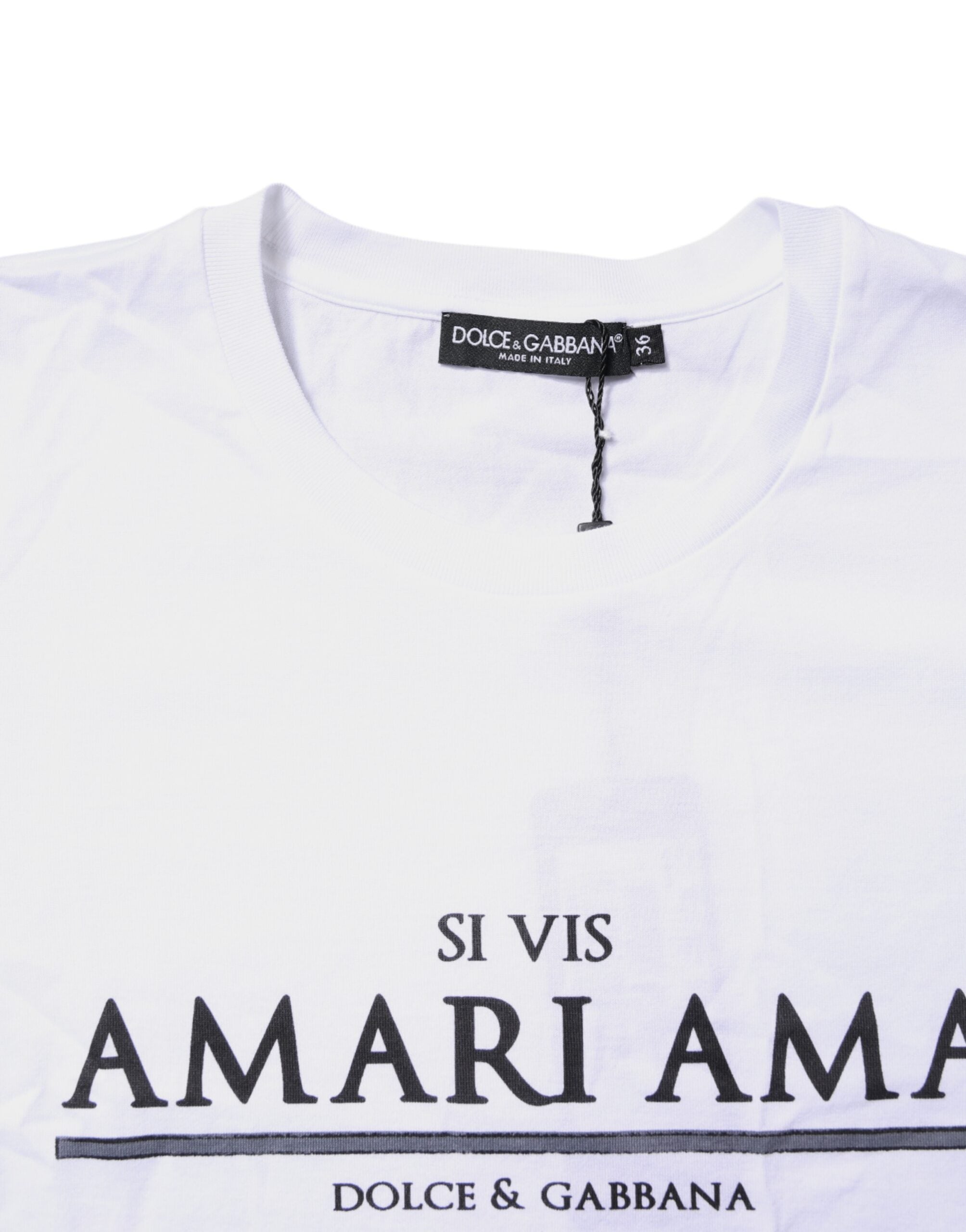 Dolce & Gabbana Weißes Baumwoll-T-Shirt mit Rundhalsausschnitt