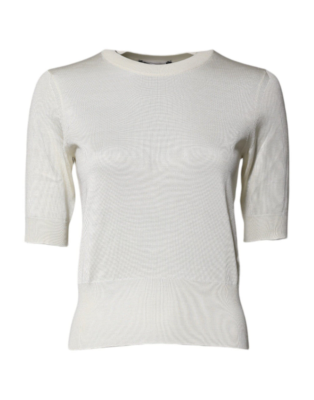 Dolce & Gabbana Creme Kurzarm Seidenbluse Rundhalsausschnitt Top