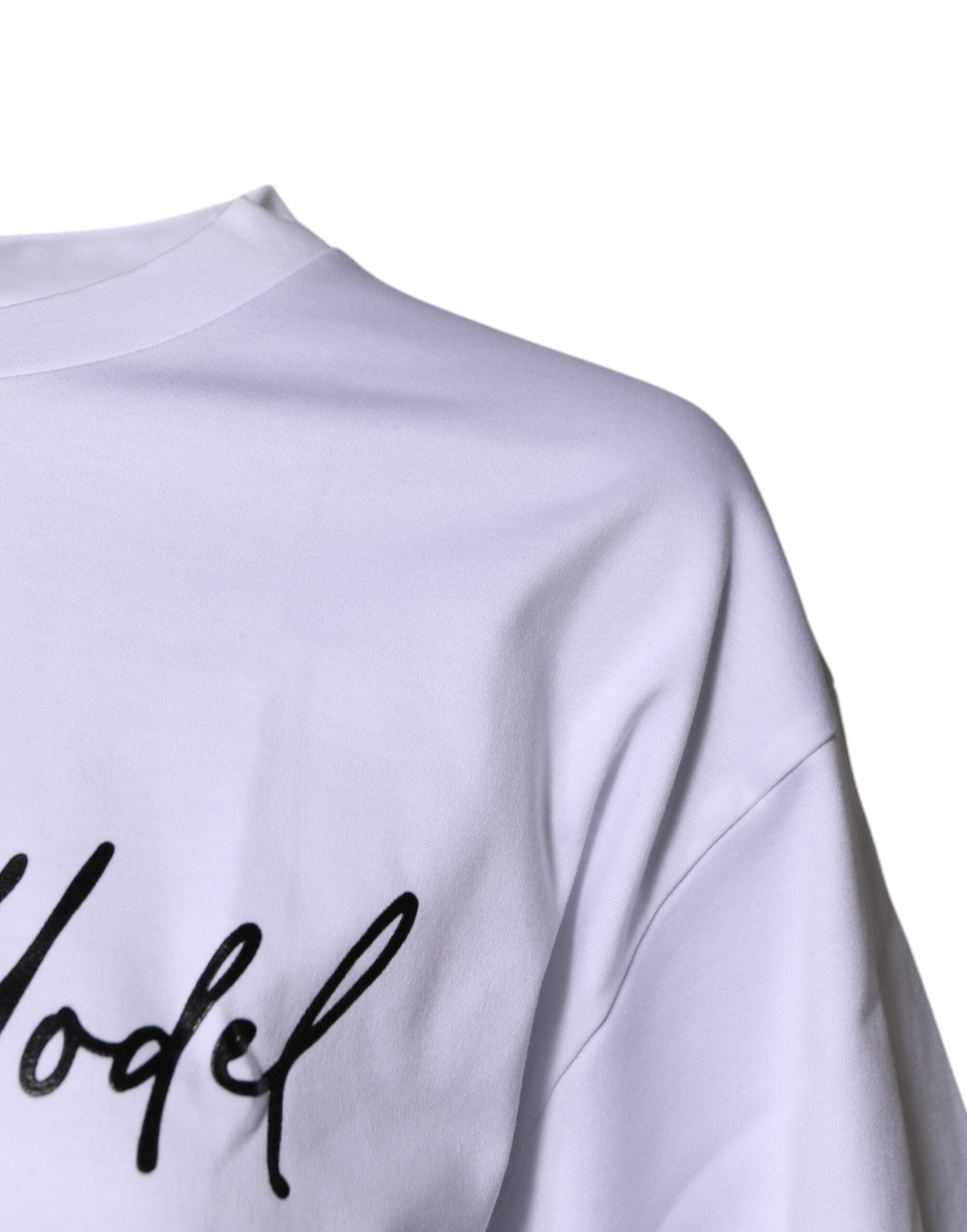 Dolce & Gabbana Weißes bedrucktes Baumwoll-T-Shirt mit Rundhalsausschnitt
