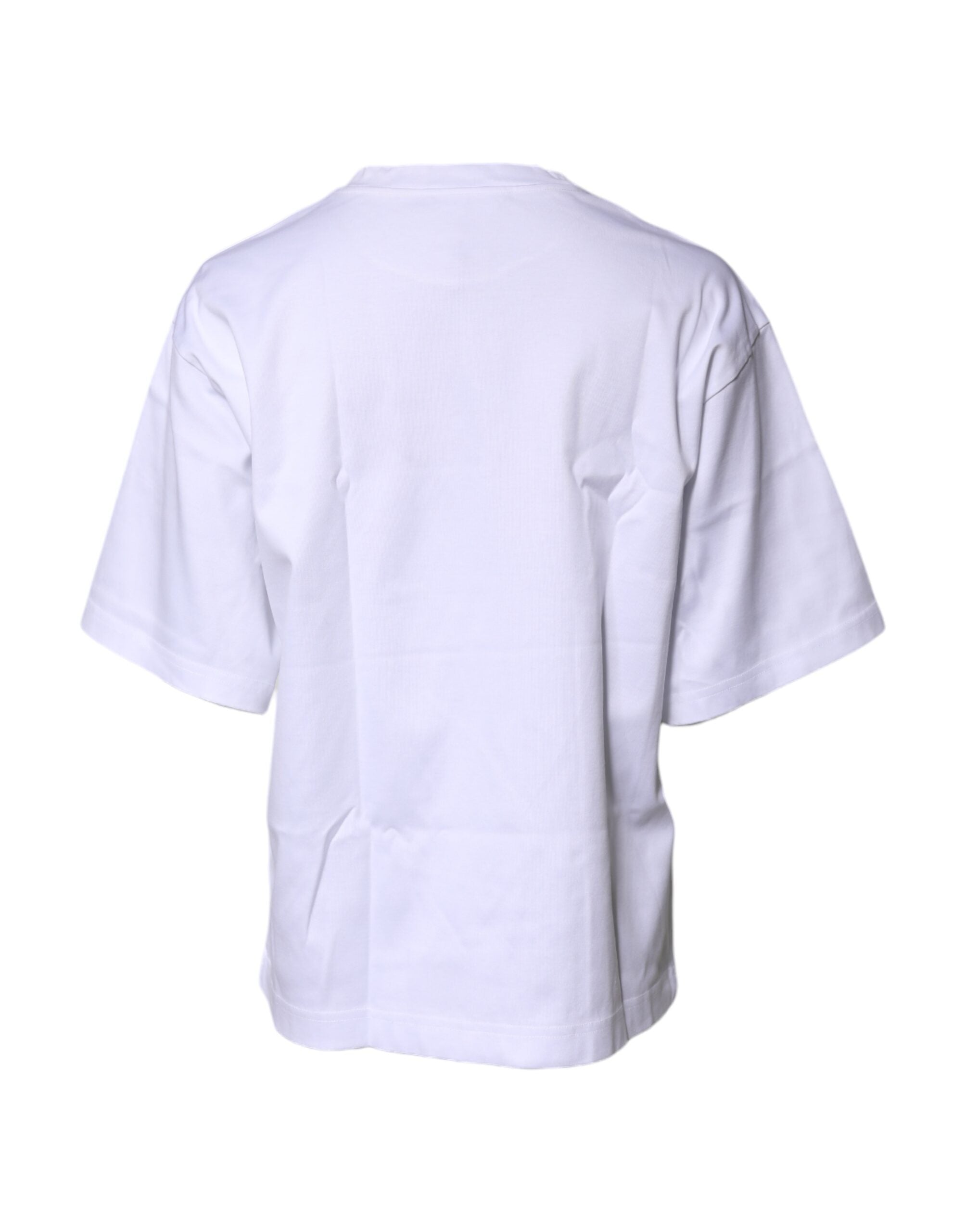 Dolce & Gabbana Weißes bedrucktes Baumwoll-T-Shirt mit Rundhalsausschnitt