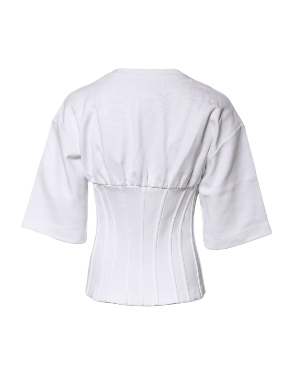 Dolce & Gabbana Weißes Blusentop aus Baumwollmischung mit 3/4 Ärmeln