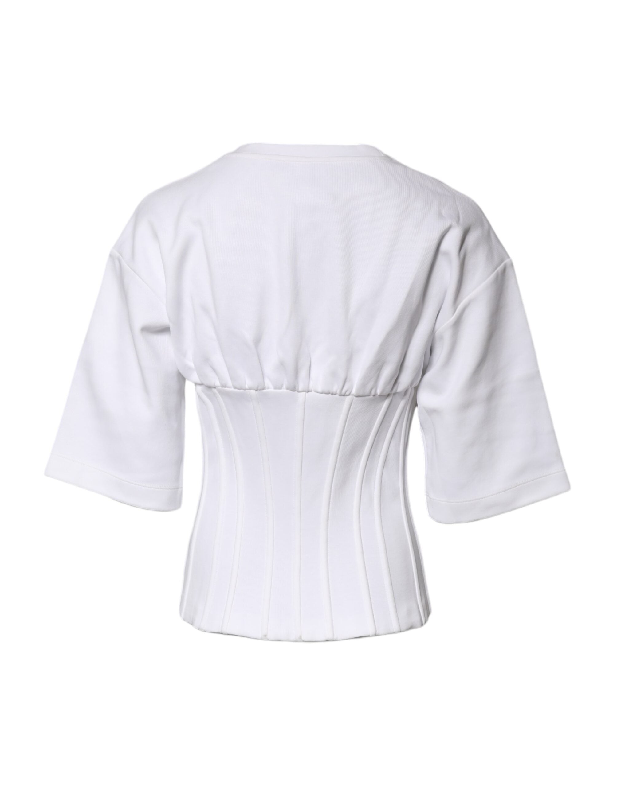 Dolce & Gabbana Weißes Blusentop aus Baumwollmischung mit 3/4 Ärmeln