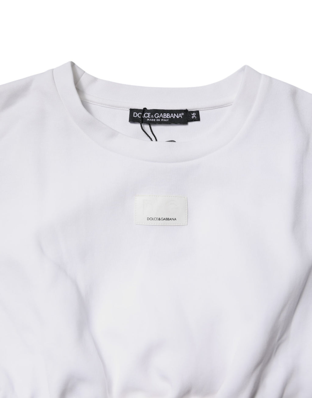 Dolce & Gabbana Weißes Blusentop aus Baumwollmischung mit 3/4 Ärmeln