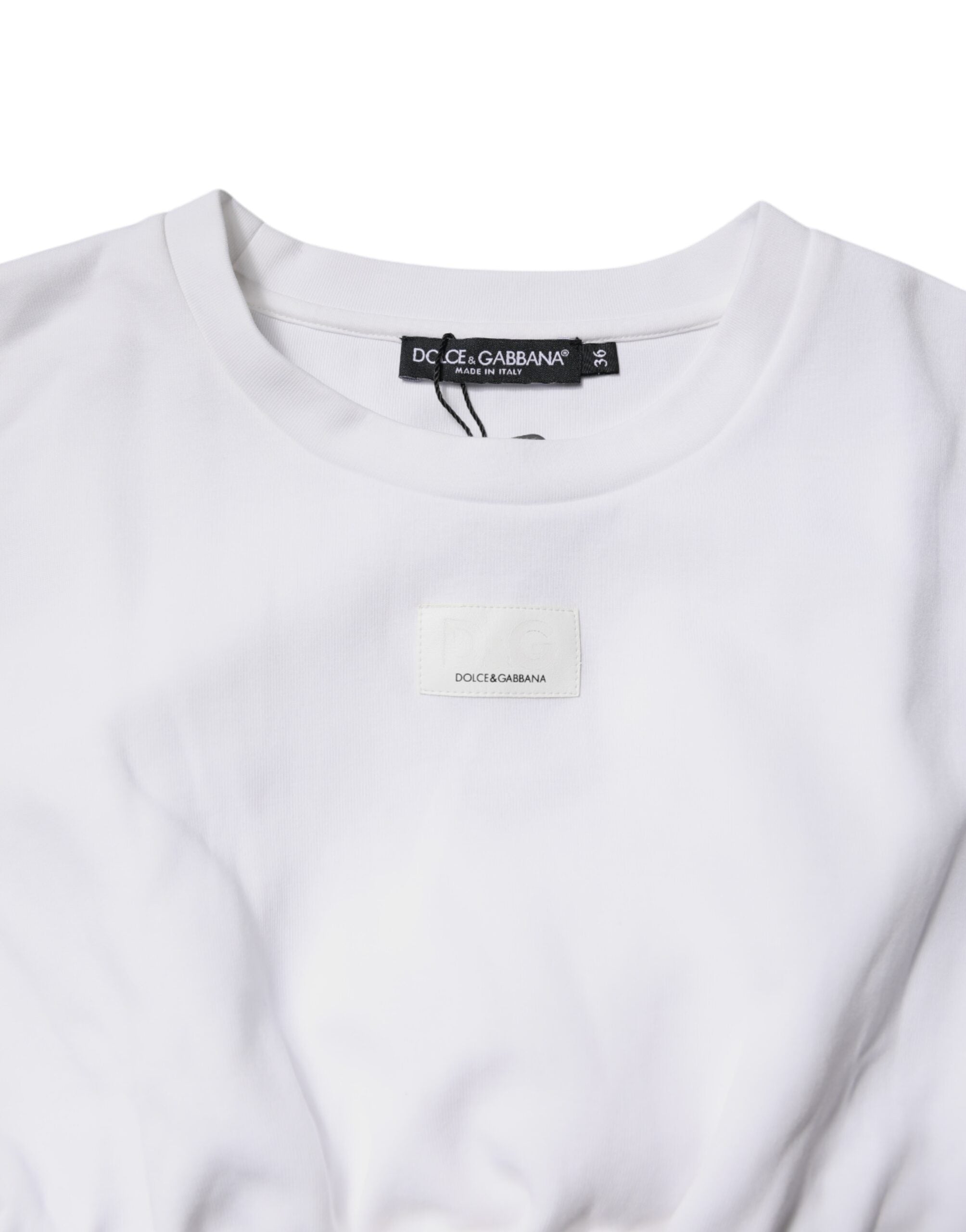 Dolce & Gabbana Weißes Blusentop aus Baumwollmischung mit 3/4 Ärmeln