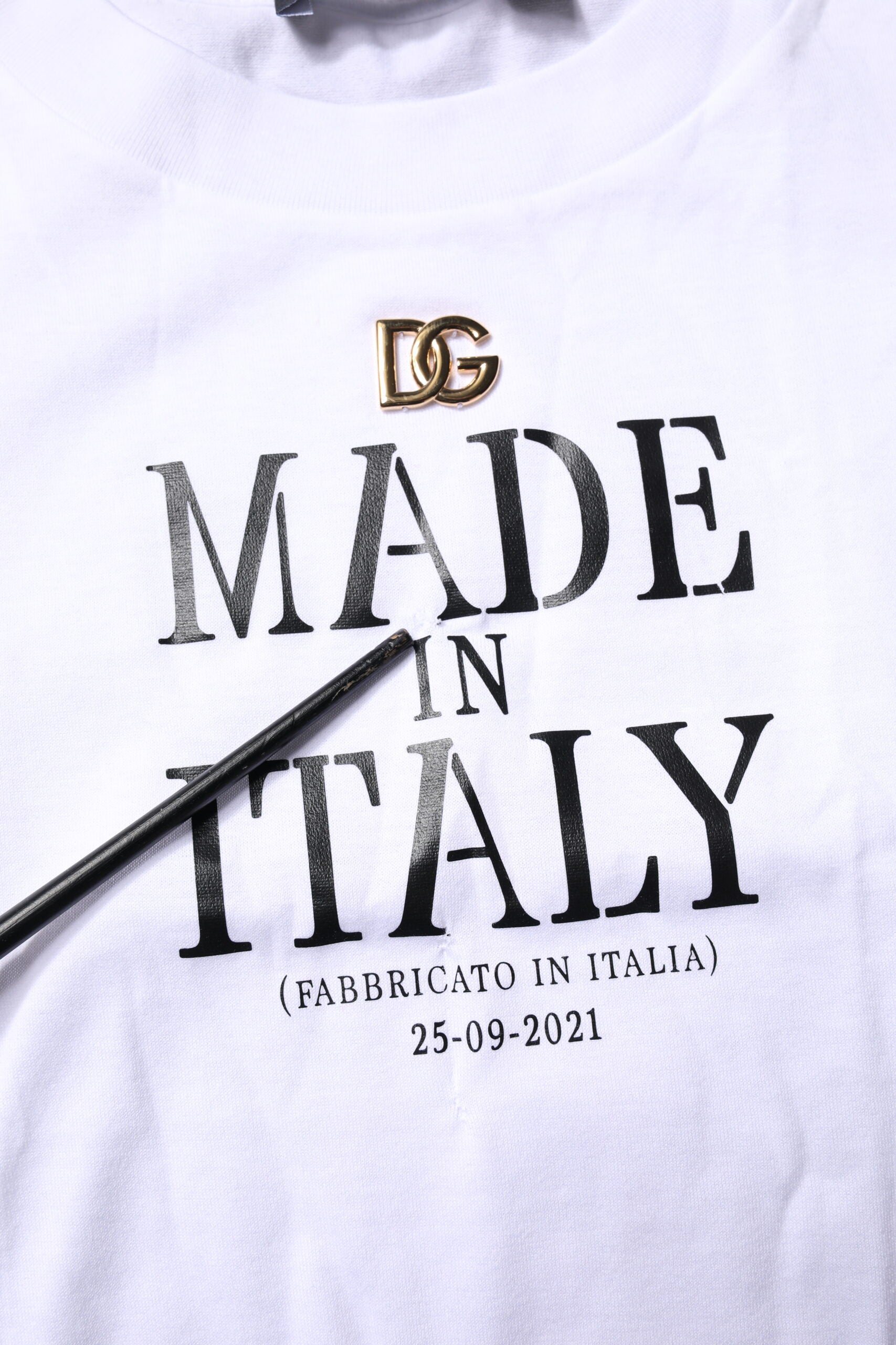 Dolce & Gabbana Weißes bedrucktes Baumwoll-T-Shirt mit Rundhalsausschnitt