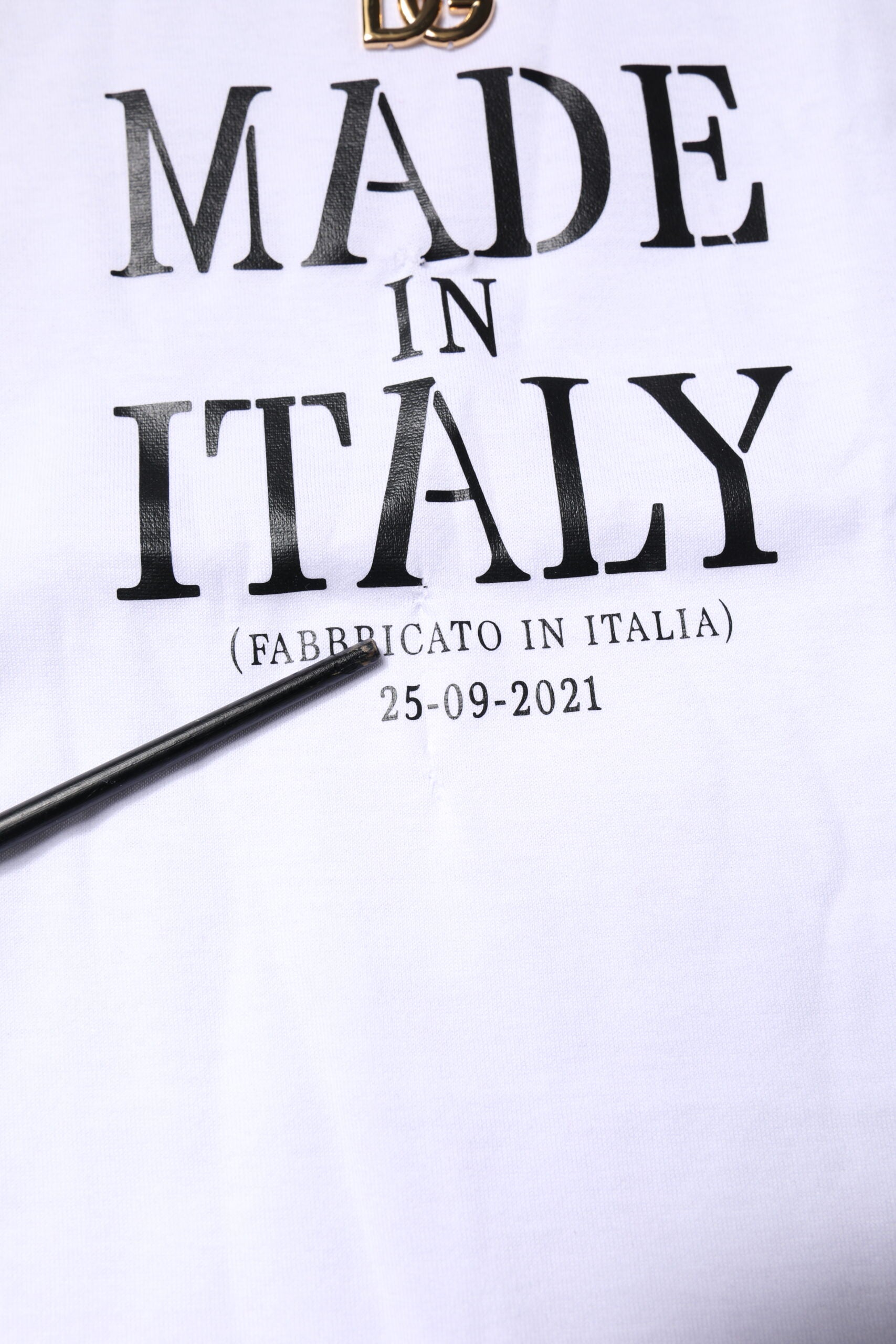 Dolce & Gabbana Weißes bedrucktes Baumwoll-T-Shirt mit Rundhalsausschnitt