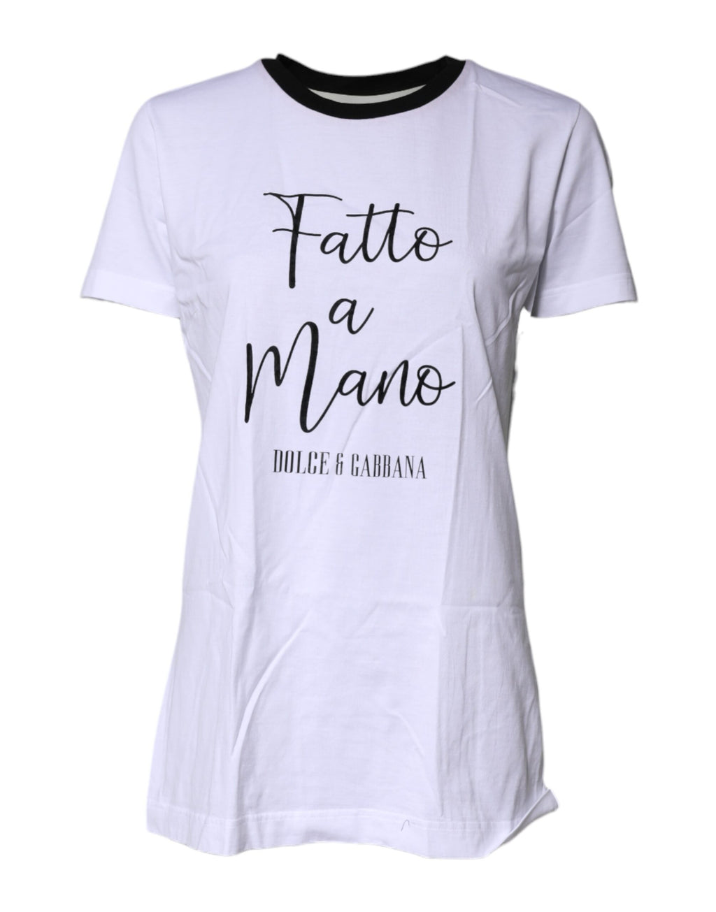 Dolce & Gabbana Weißes bedrucktes Baumwoll-T-Shirt mit Rundhalsausschnitt