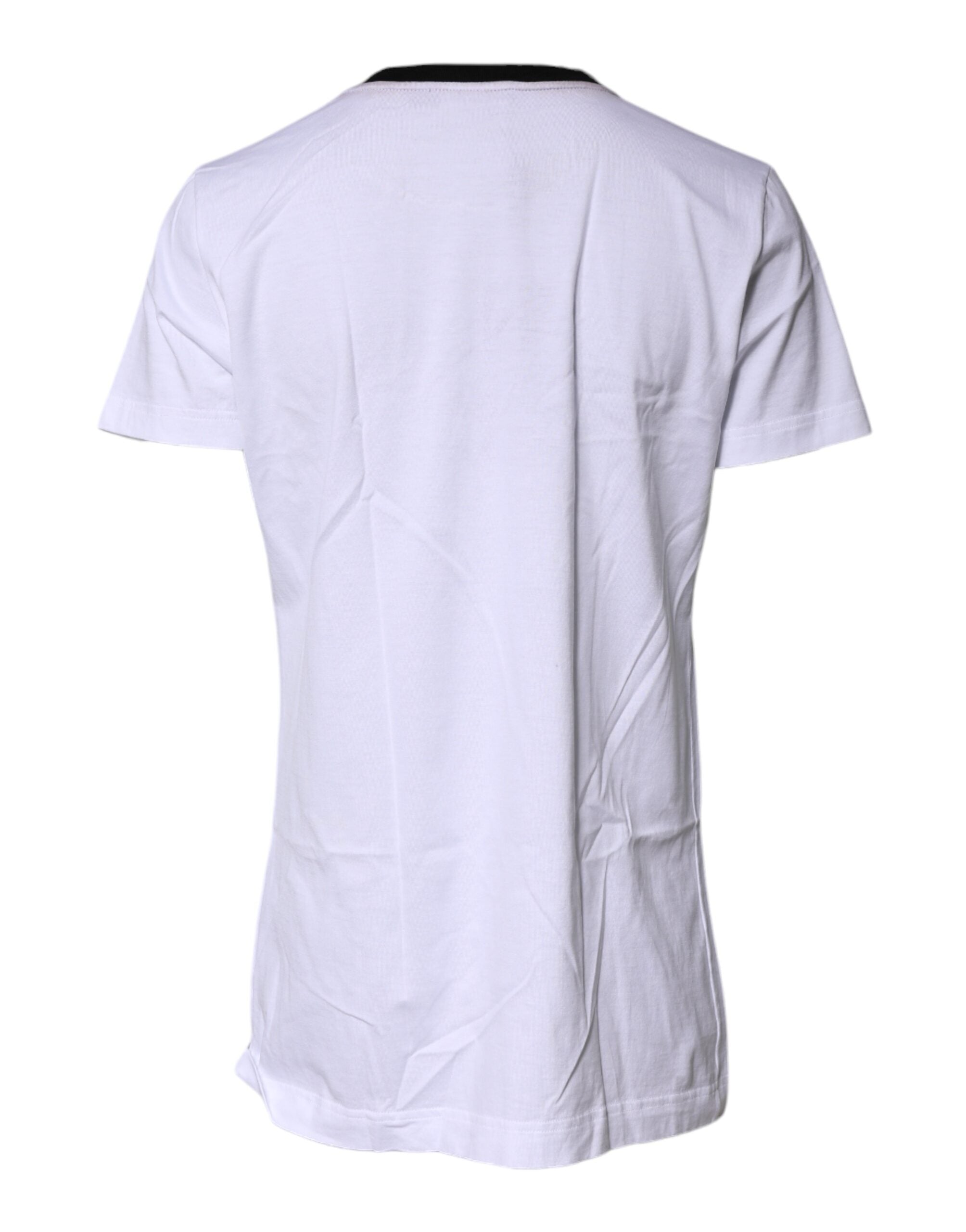 Dolce & Gabbana Weißes bedrucktes Baumwoll-T-Shirt mit Rundhalsausschnitt