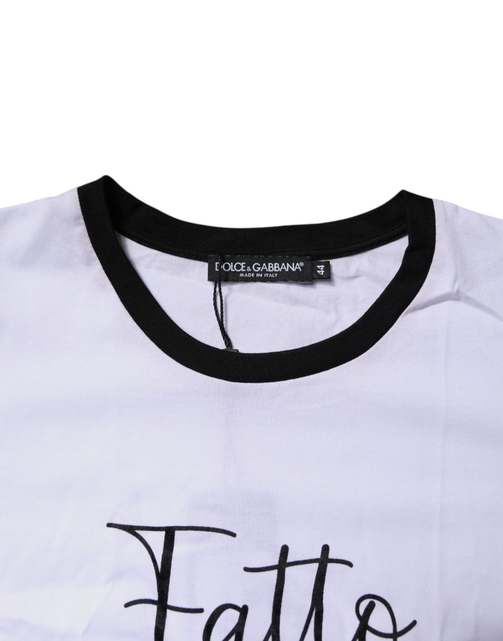 Dolce & Gabbana Weißes bedrucktes Baumwoll-T-Shirt mit Rundhalsausschnitt