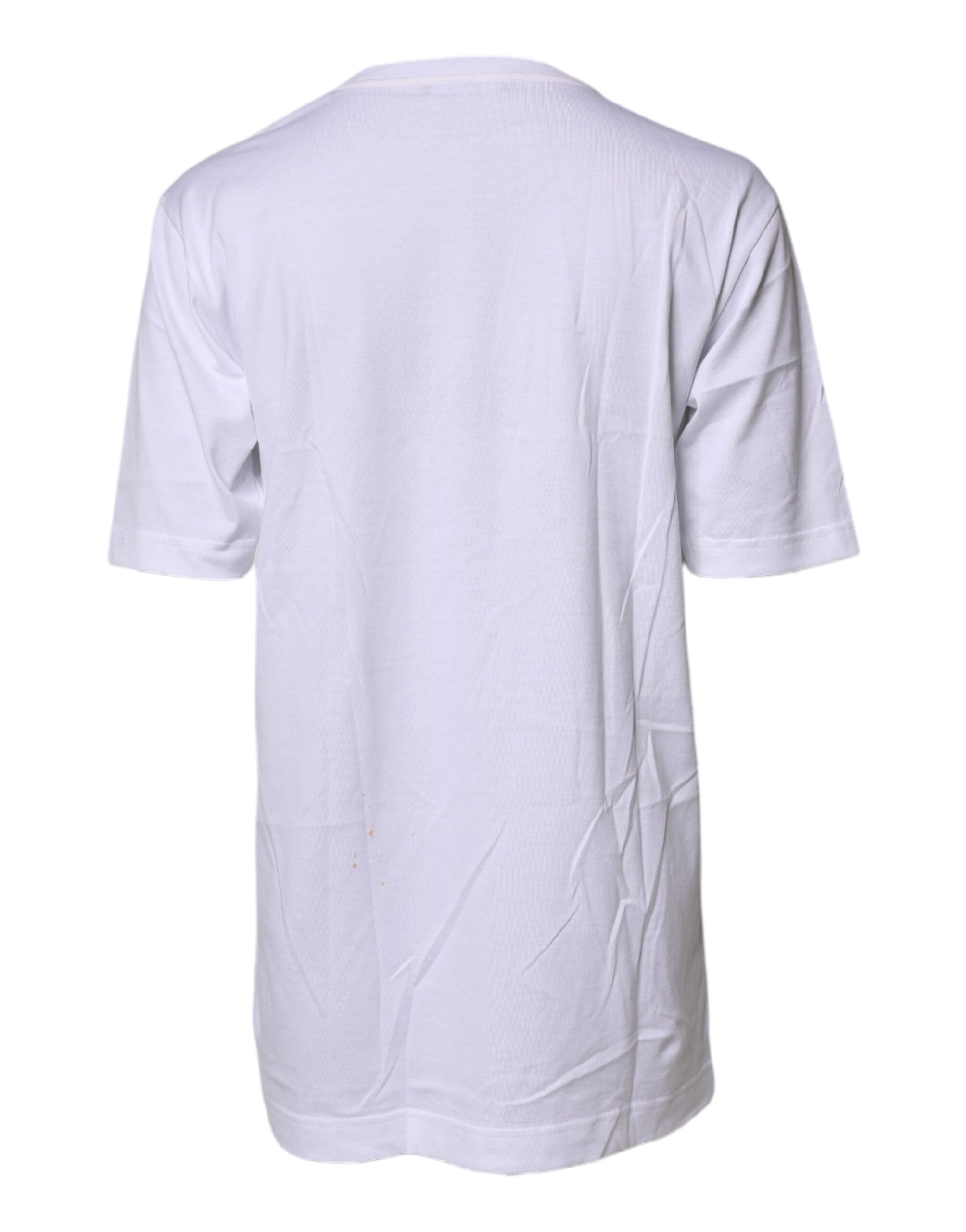 Dolce & Gabbana Weißes Baumwoll-T-Shirt mit Stickerei #DGFAMILY