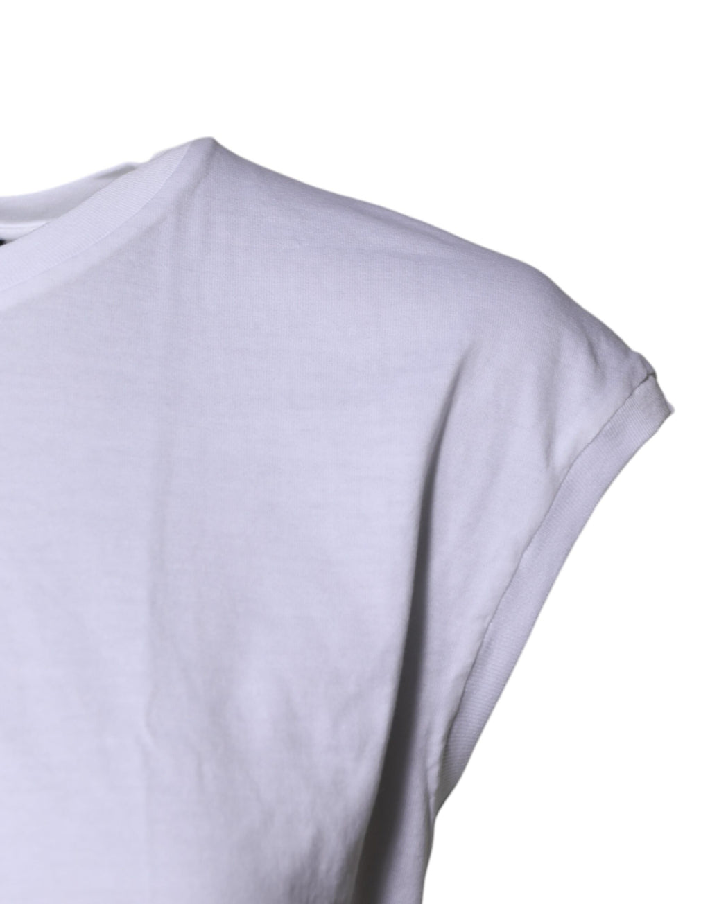 Dolce & Gabbana Weißes ärmelloses Baumwoll-Tank-Top mit Rundhalsausschnitt