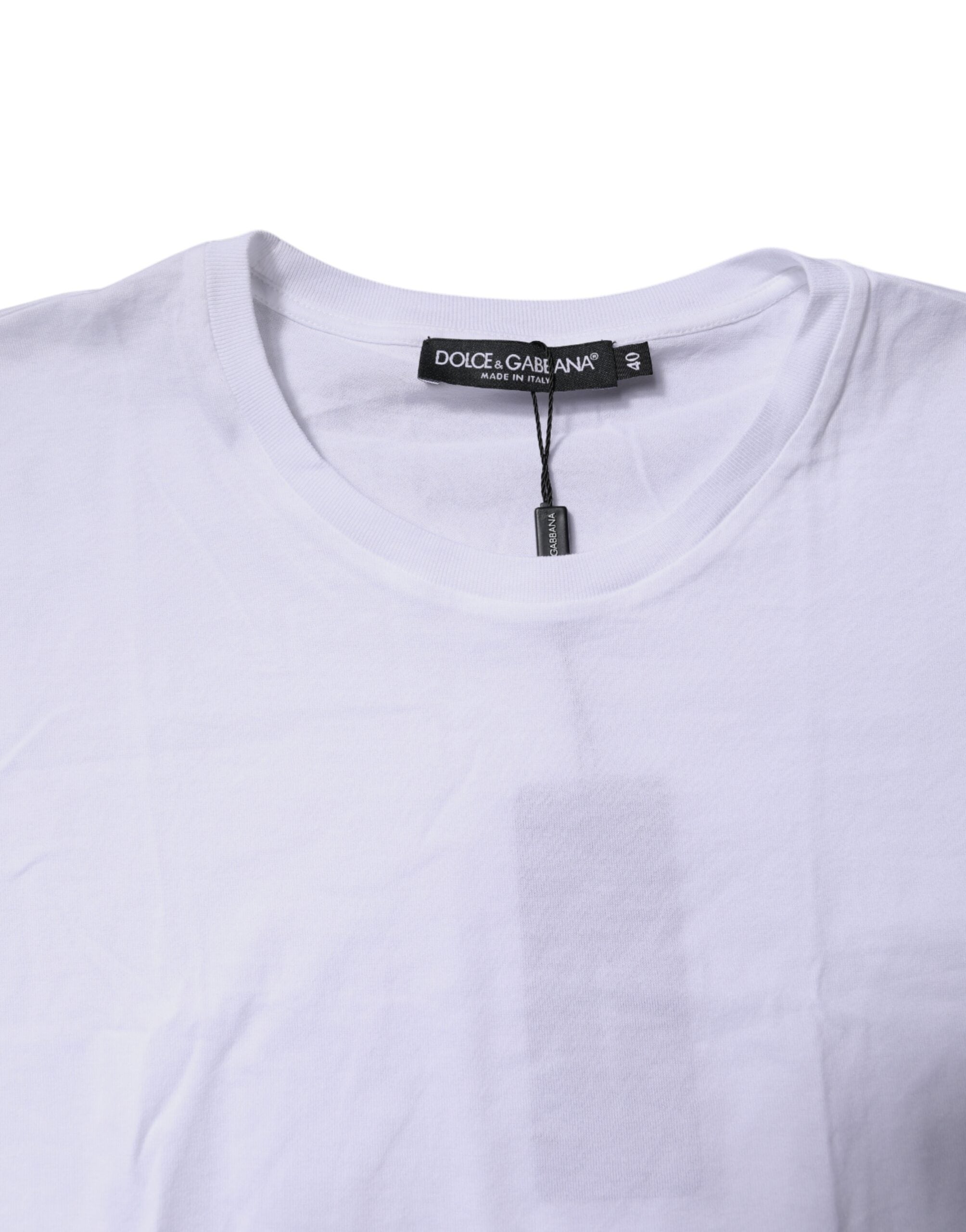 Dolce & Gabbana Weißes ärmelloses Baumwoll-Tank-Top mit Rundhalsausschnitt