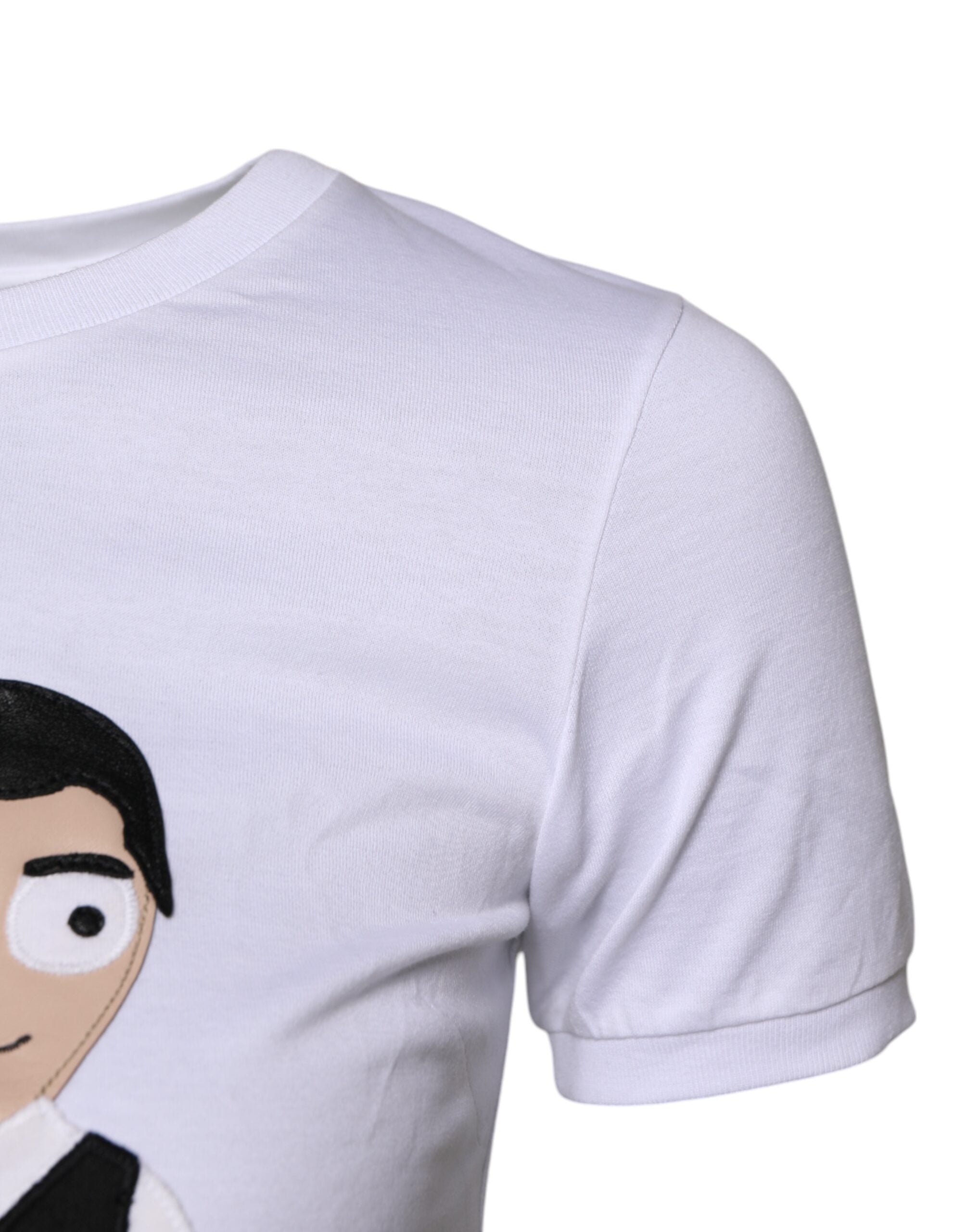 Dolce & Gabbana Weißes Baumwoll-T-Shirt mit Stickerei #DGFAMILY