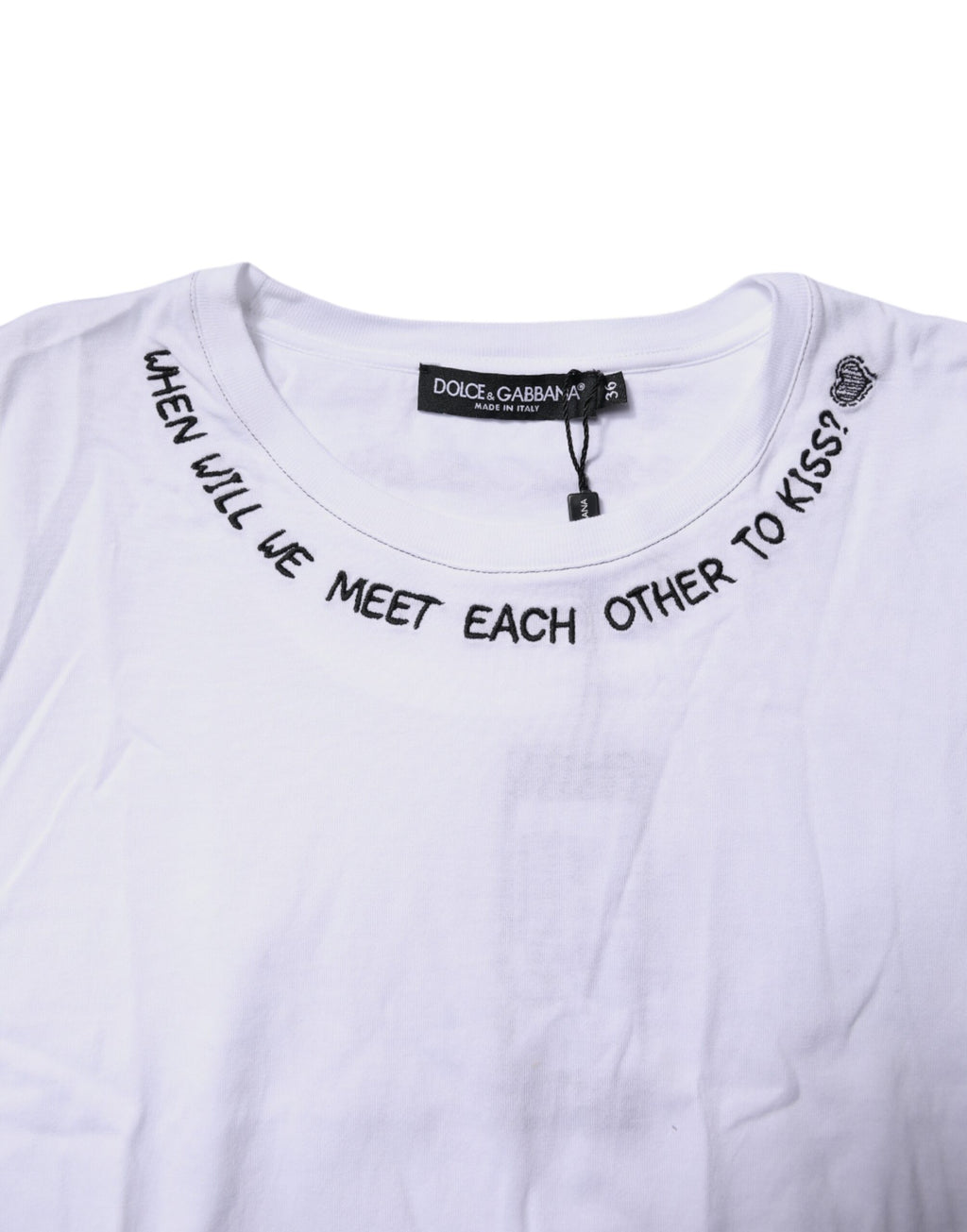 Dolce & Gabbana Weißes ärmelloses bedrucktes Tank-T-Shirt aus Baumwolle