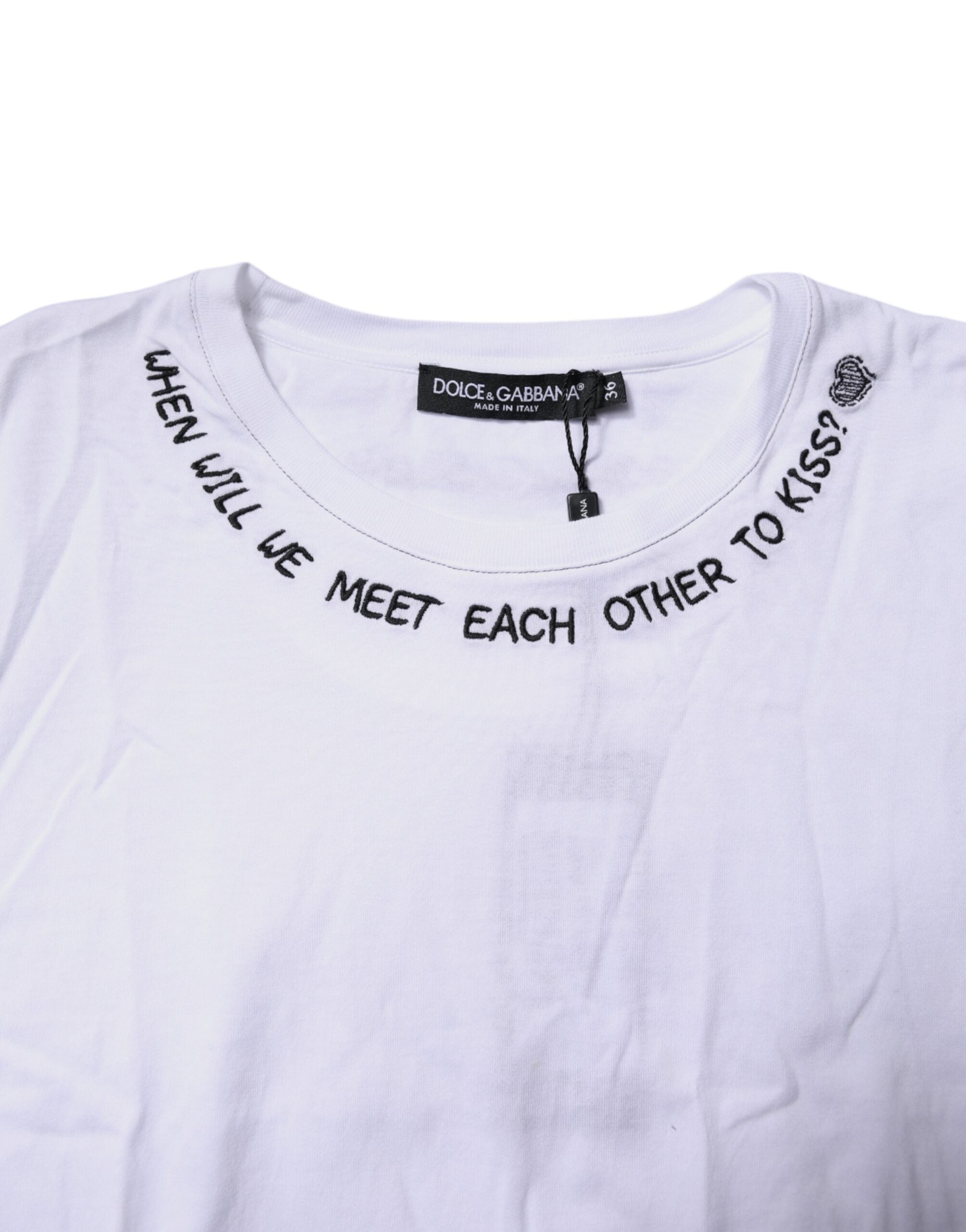 Dolce & Gabbana Weißes ärmelloses bedrucktes Tank-T-Shirt aus Baumwolle