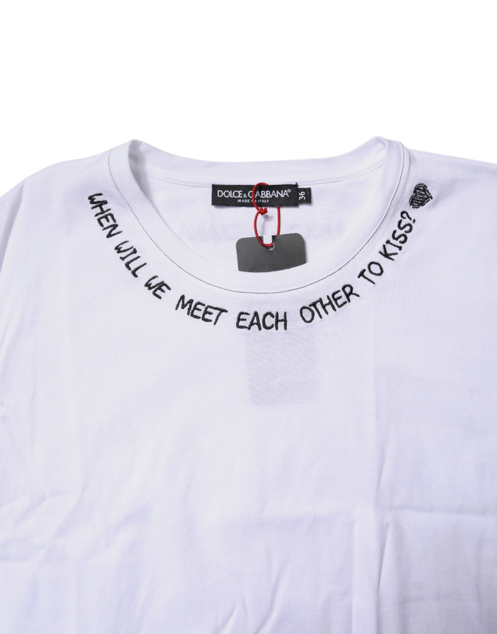 Dolce & Gabbana Weißes ärmelloses bedrucktes Tank-T-Shirt aus Baumwolle