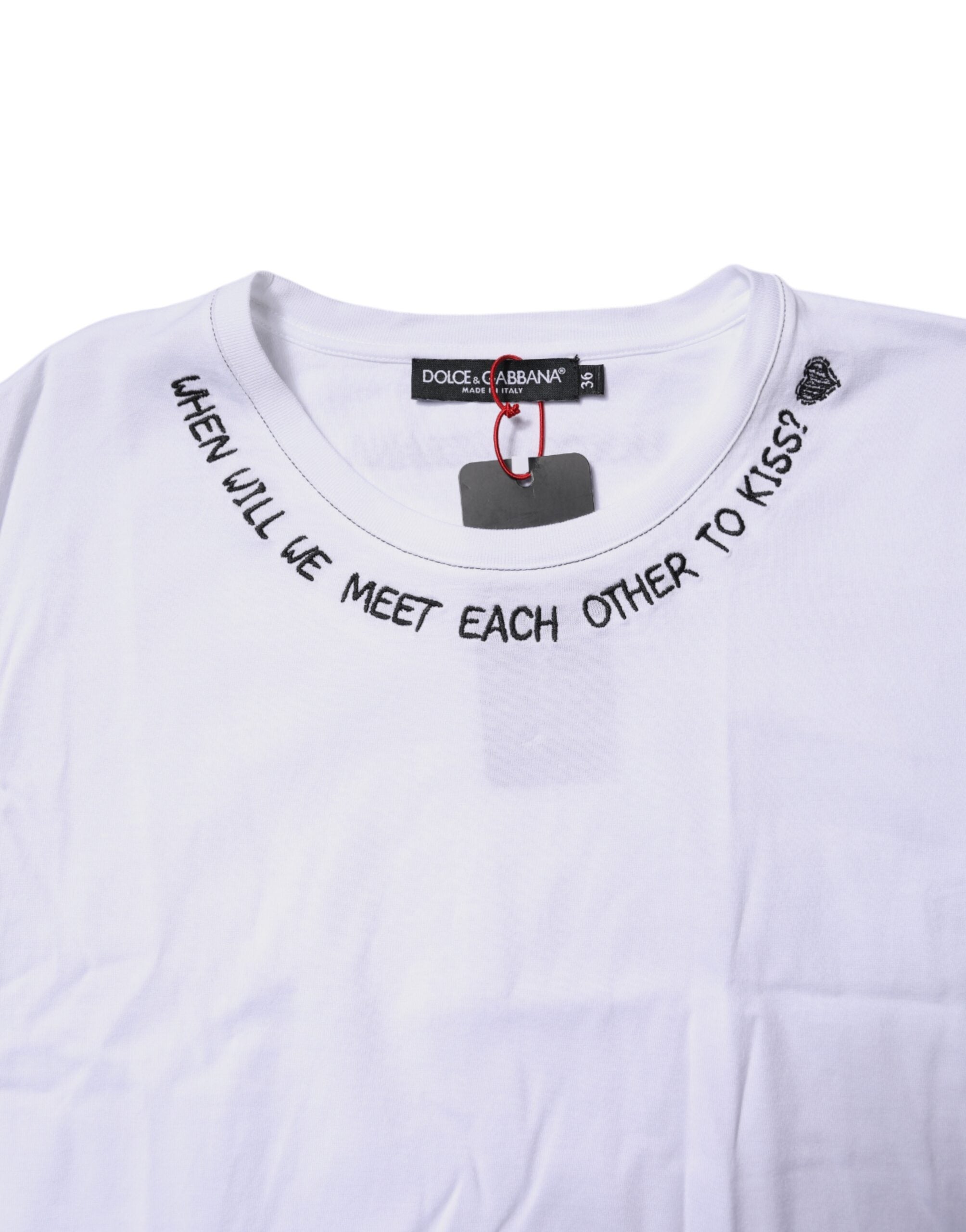 Dolce & Gabbana Weißes ärmelloses bedrucktes Tank-T-Shirt aus Baumwolle