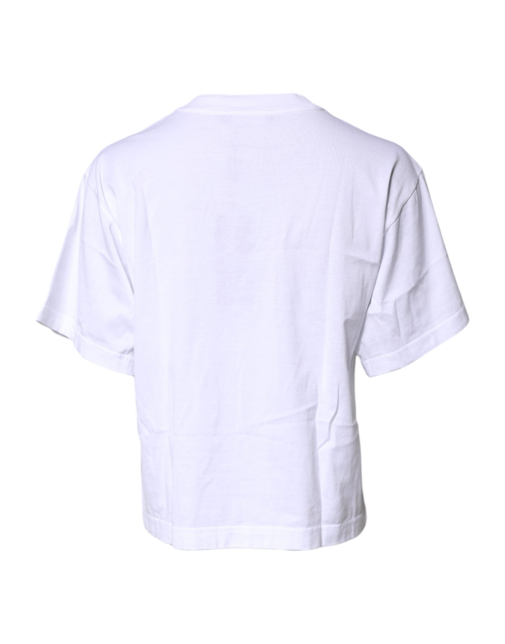 Dolce & Gabbana Weißes bedrucktes Baumwoll-T-Shirt mit Rundhalsausschnitt