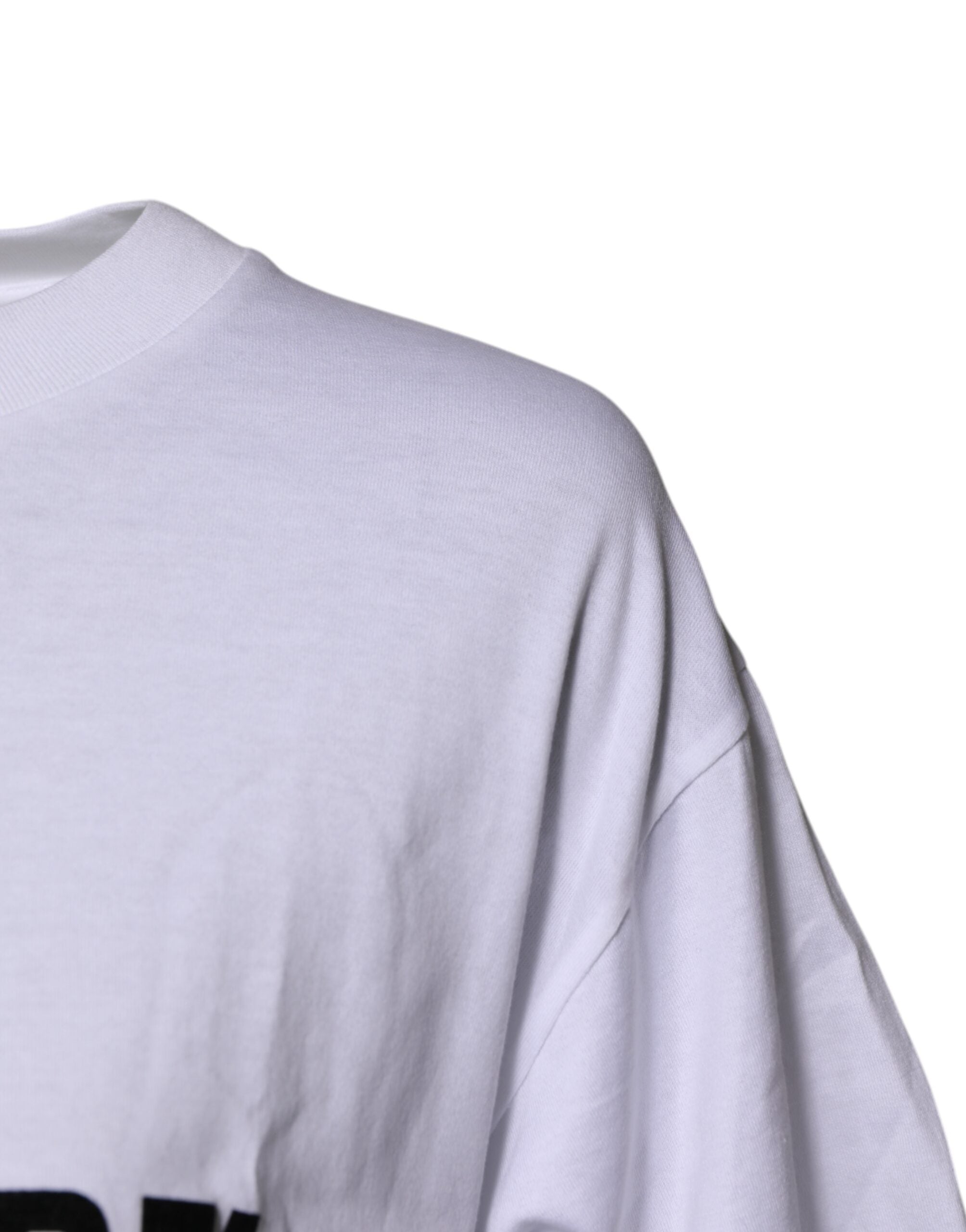 Dolce & Gabbana Weißes bedrucktes Baumwoll-T-Shirt mit Rundhalsausschnitt