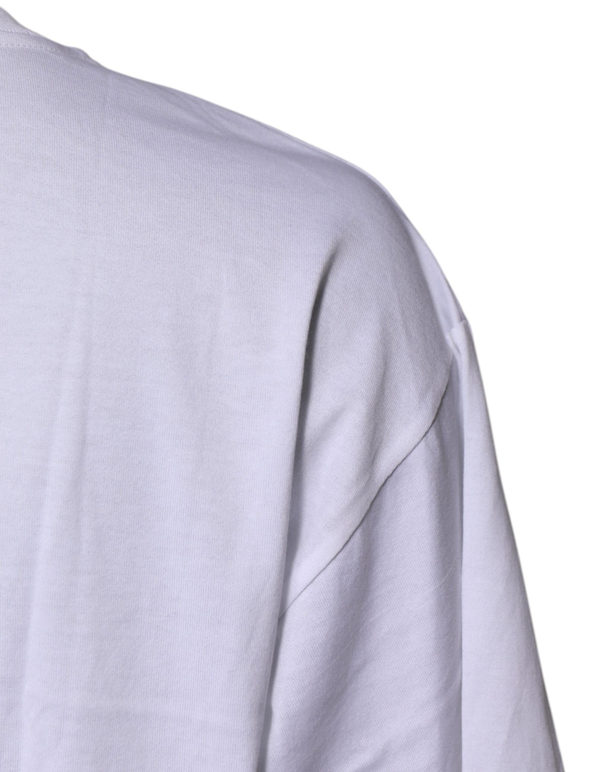 Dolce & Gabbana Weißes bedrucktes Baumwoll-T-Shirt mit Rundhalsausschnitt