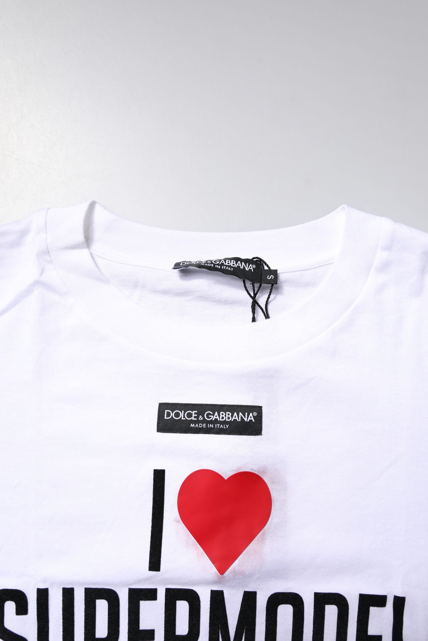 Dolce & Gabbana Weißes bedrucktes Baumwoll-T-Shirt mit Rundhalsausschnitt