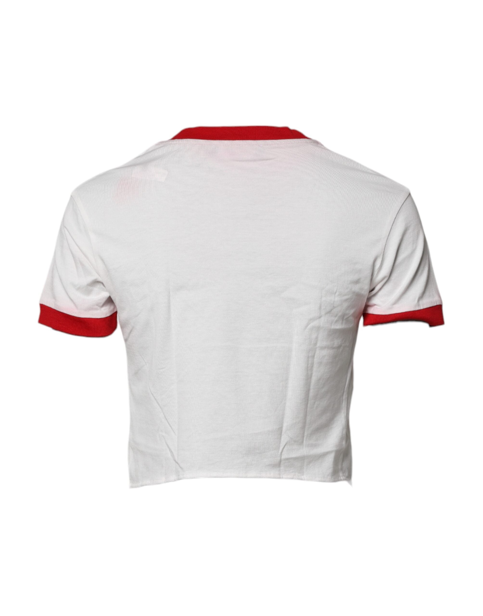 Dolce & Gabbana Weißes bedrucktes Rundhals-T-Shirt