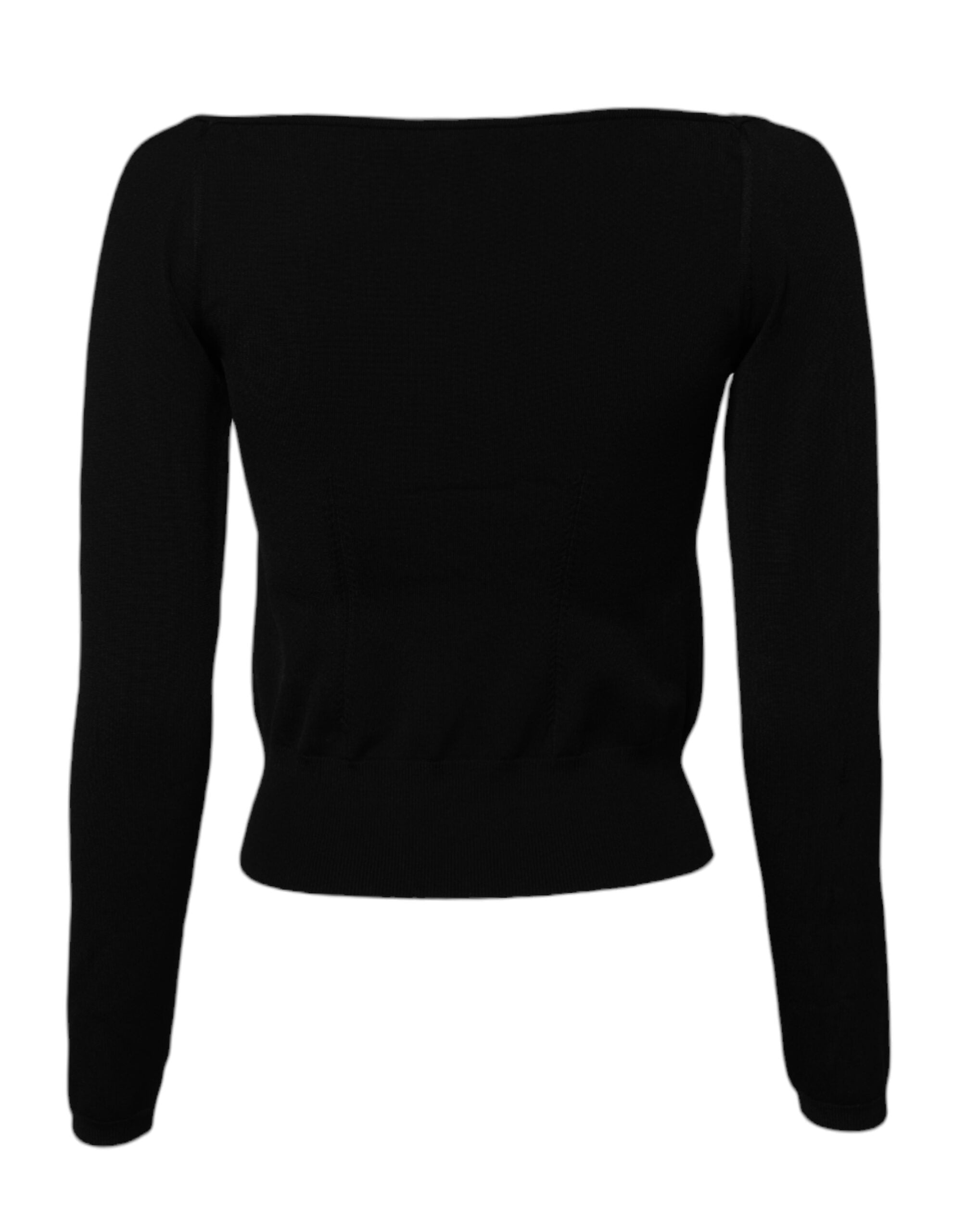 Dolce & Gabbana Schwarzer Pullover mit quadratischem Ausschnitt und langen Ärmeln