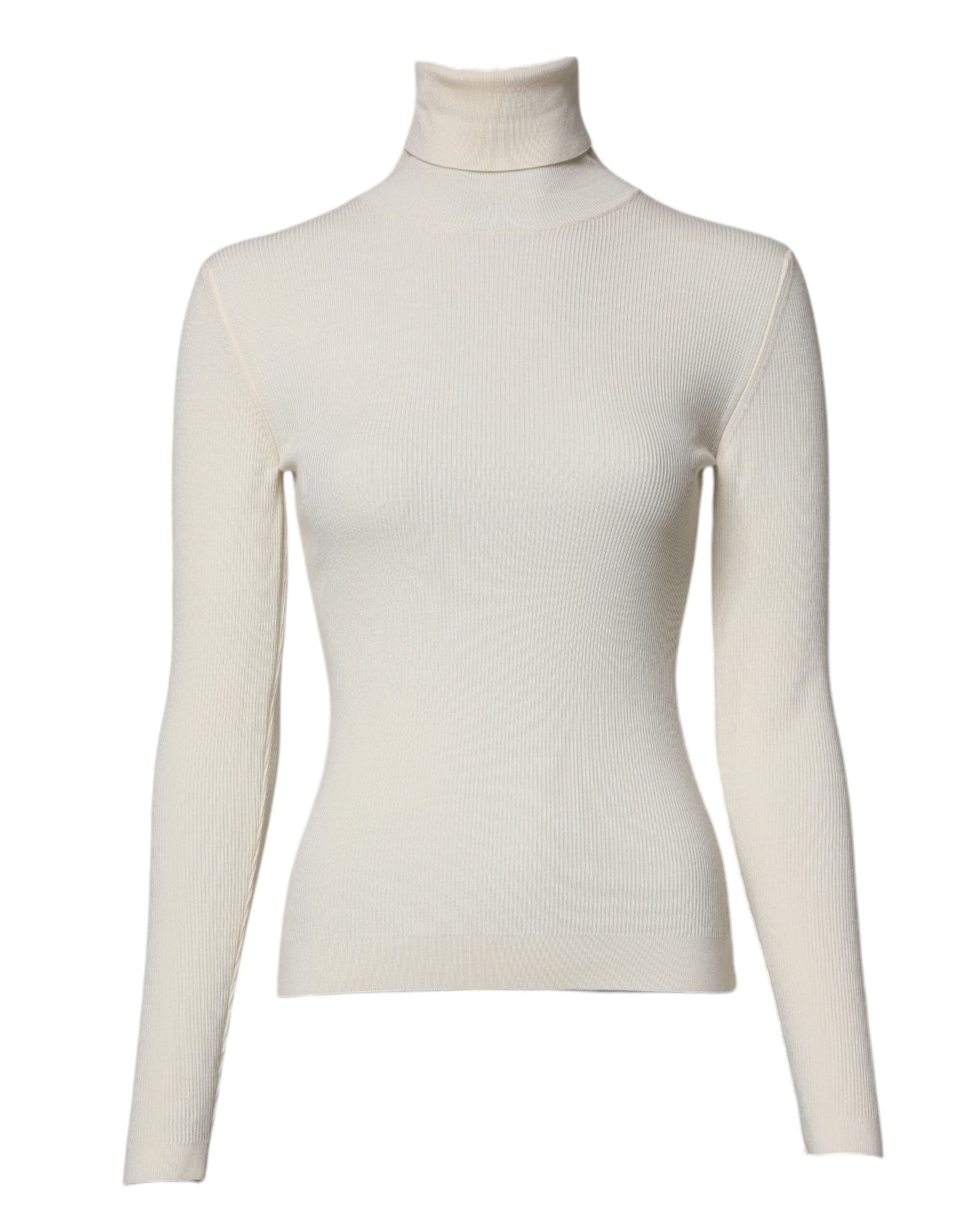 Dolce & Gabbana Cremefarbener Rollkragenpullover mit langen Ärmeln