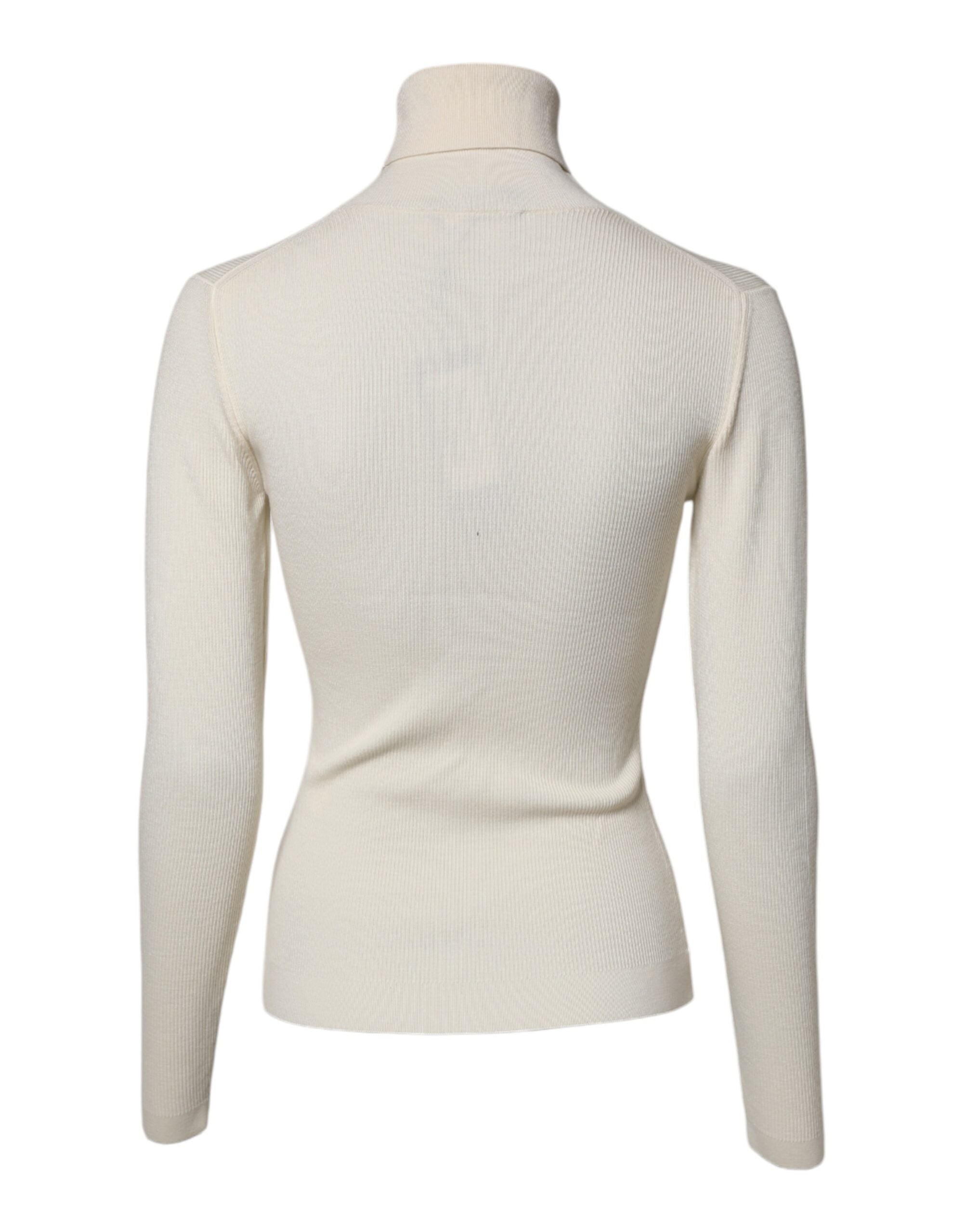 Dolce & Gabbana Cremefarbener Rollkragenpullover mit langen Ärmeln