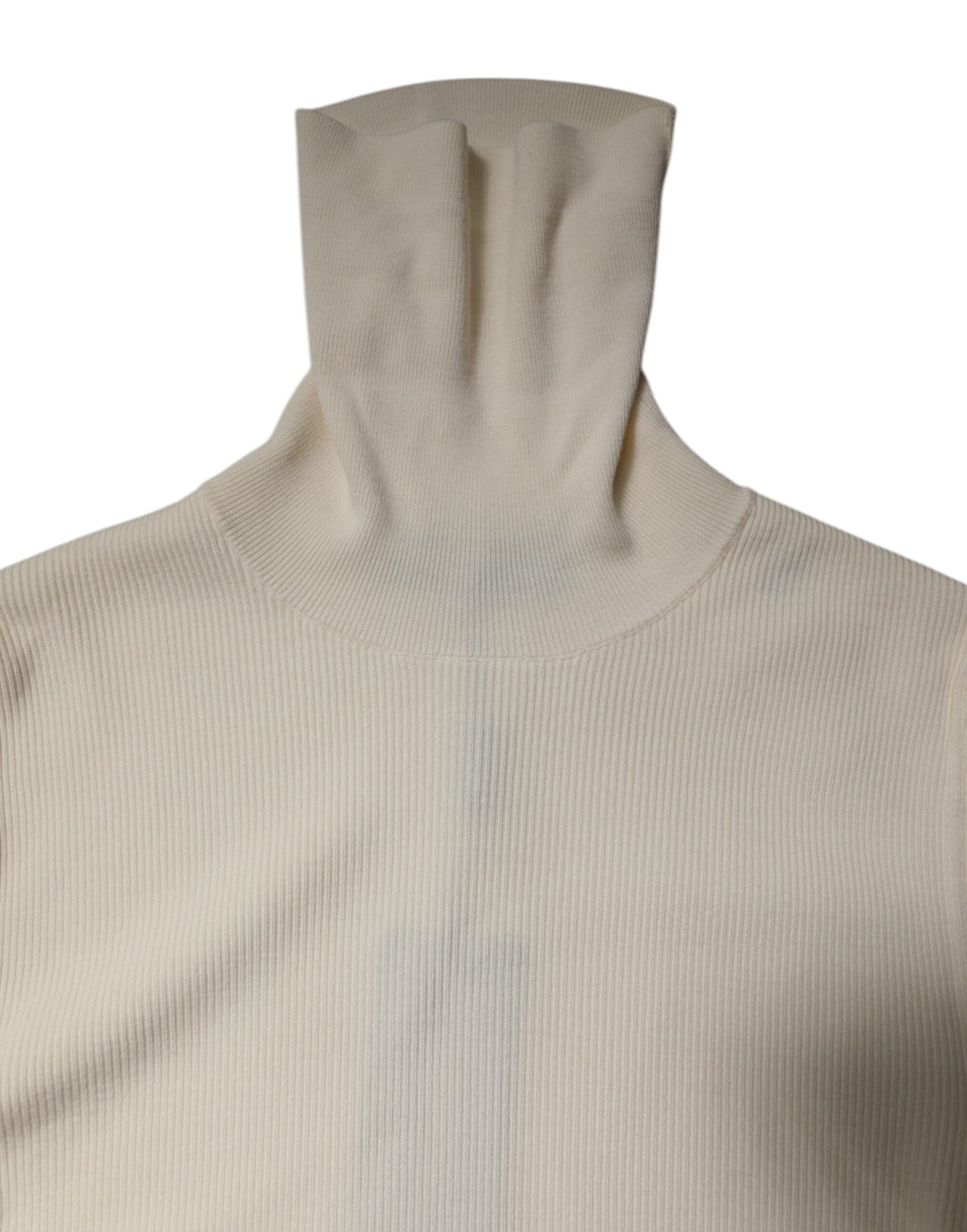 Dolce & Gabbana Cremefarbener Rollkragenpullover mit langen Ärmeln