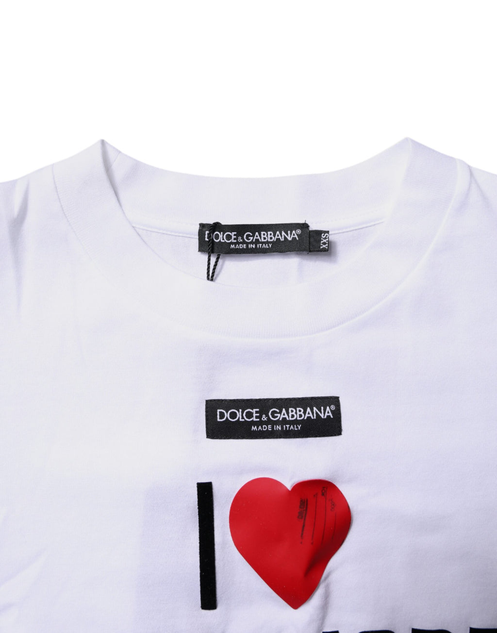 Dolce & Gabbana Weißes bedrucktes Baumwoll-T-Shirt mit Rundhalsausschnitt