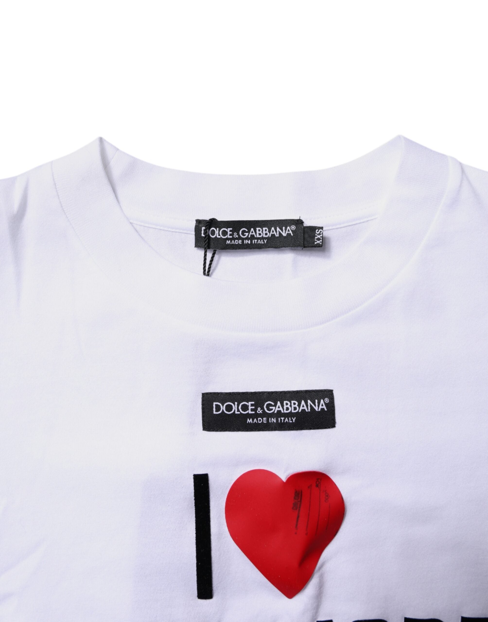 Dolce & Gabbana Weißes bedrucktes Baumwoll-T-Shirt mit Rundhalsausschnitt