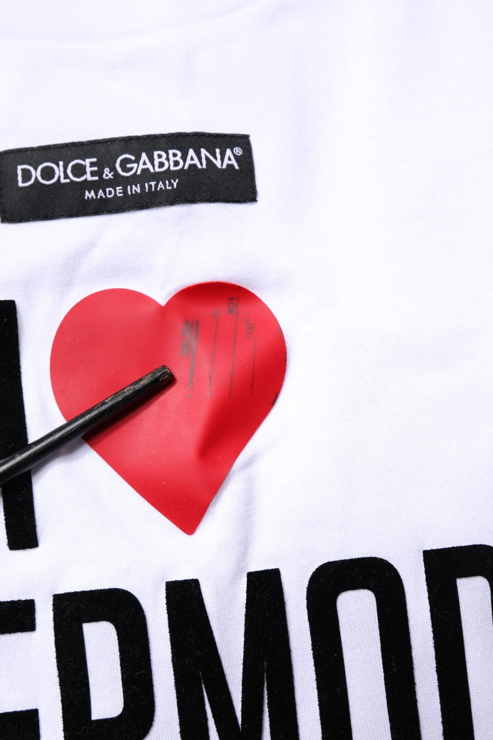 Dolce & Gabbana Weißes bedrucktes Baumwoll-T-Shirt mit Rundhalsausschnitt