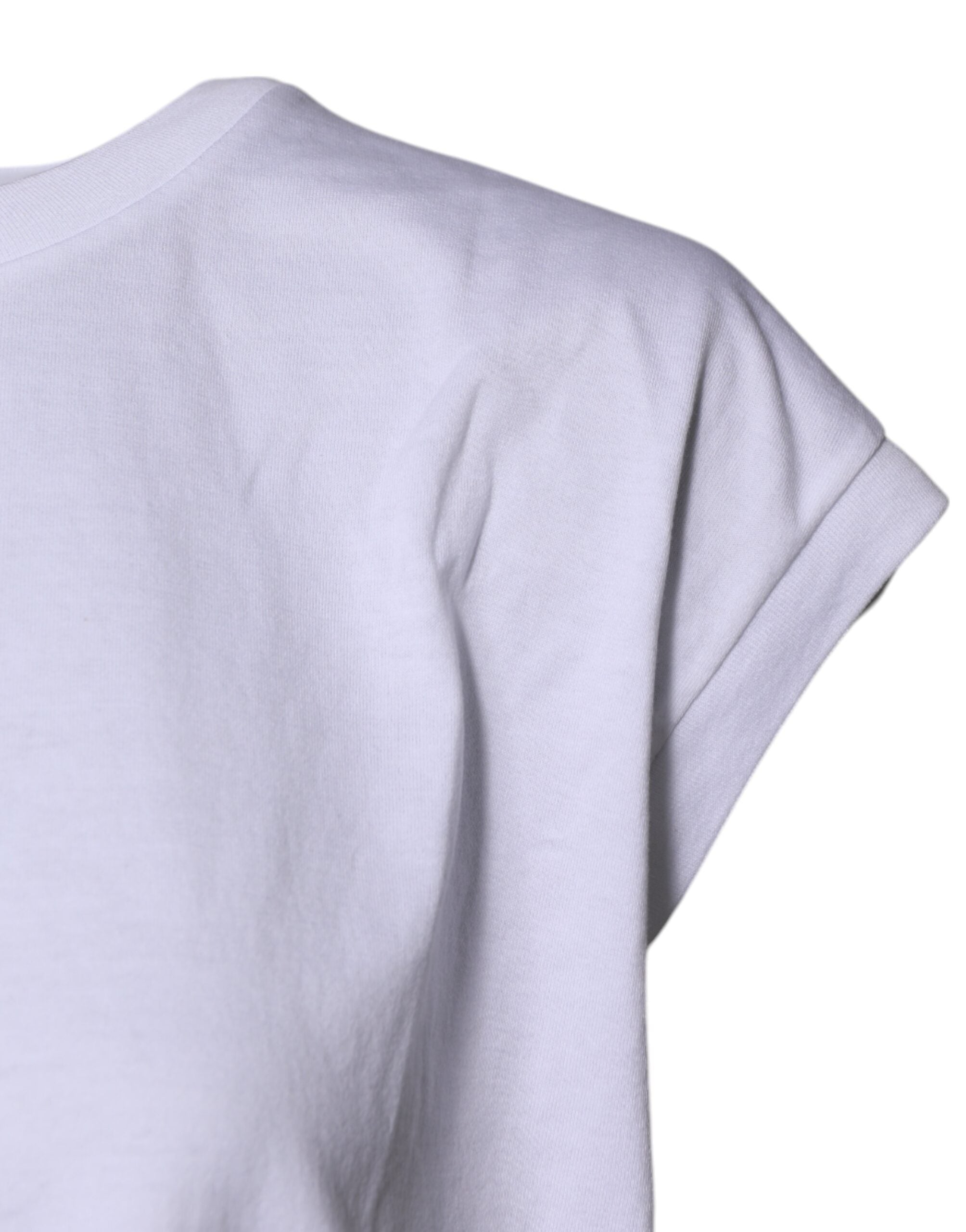 Dolce & Gabbana Weißes ärmelloses Baumwoll-Tank-Top mit Rundhalsausschnitt