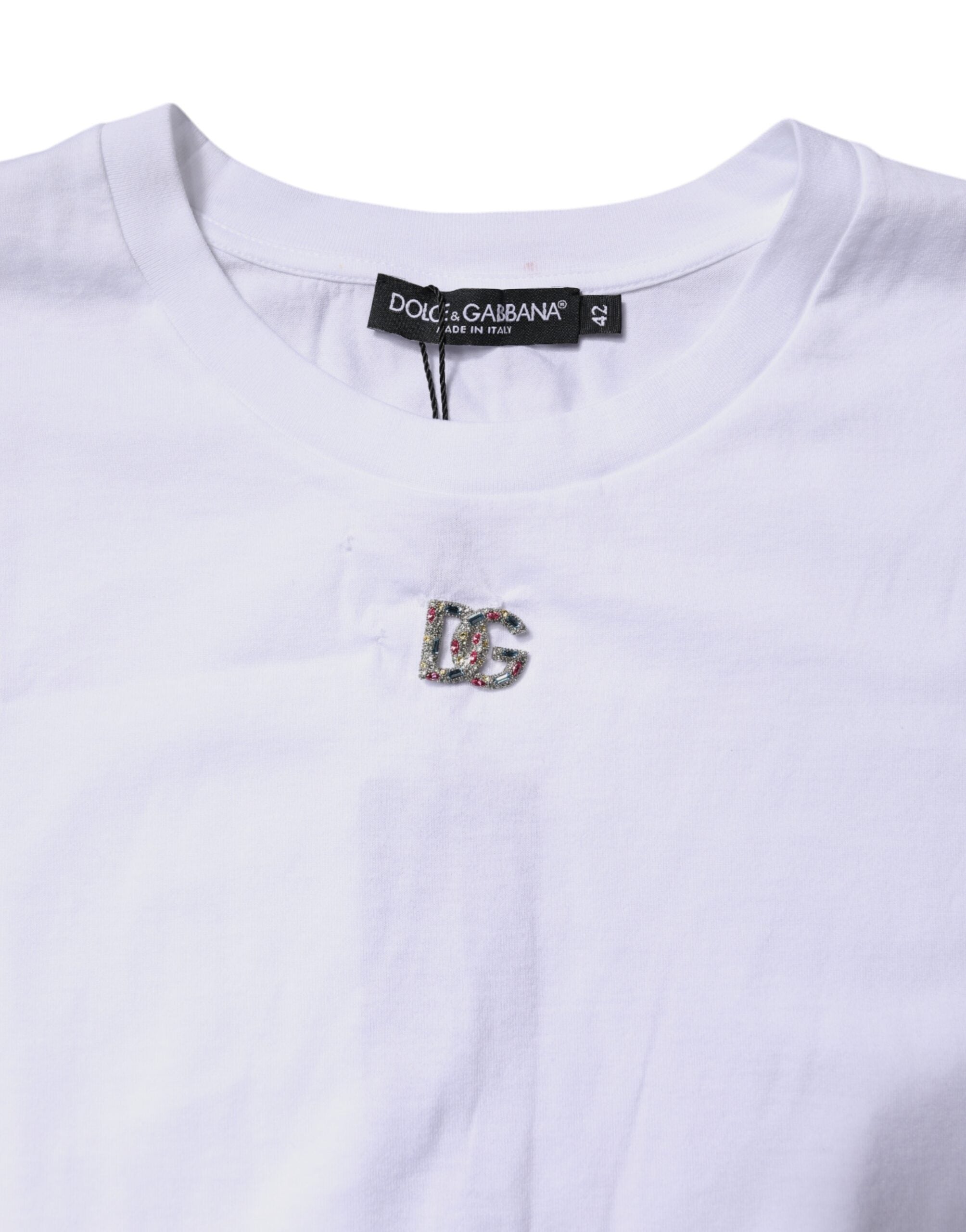 Dolce & Gabbana Weißes ärmelloses Baumwoll-Tank-Top mit Rundhalsausschnitt