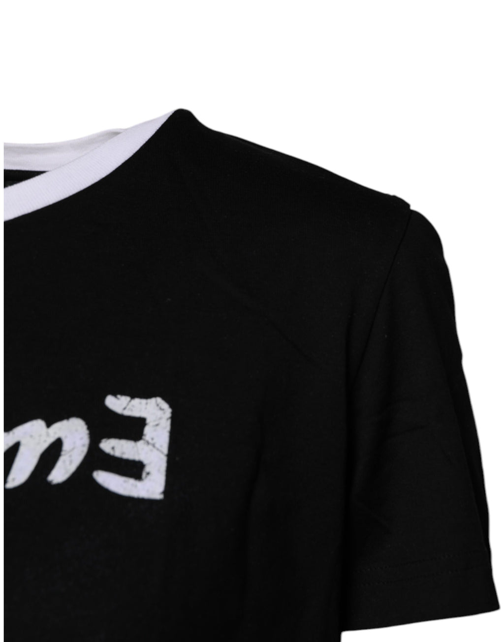 Dolce & Gabbana Schwarzes bedrucktes Baumwoll-T-Shirt mit Rundhalsausschnitt
