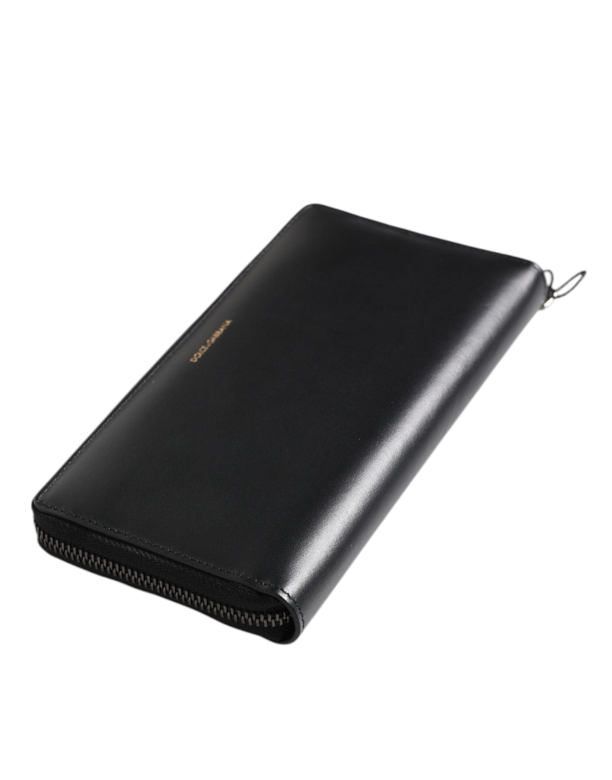 Dolce & Gabbana Schwarz-Blau Exotisches Leder Geprägte Kontinental Brieftasche