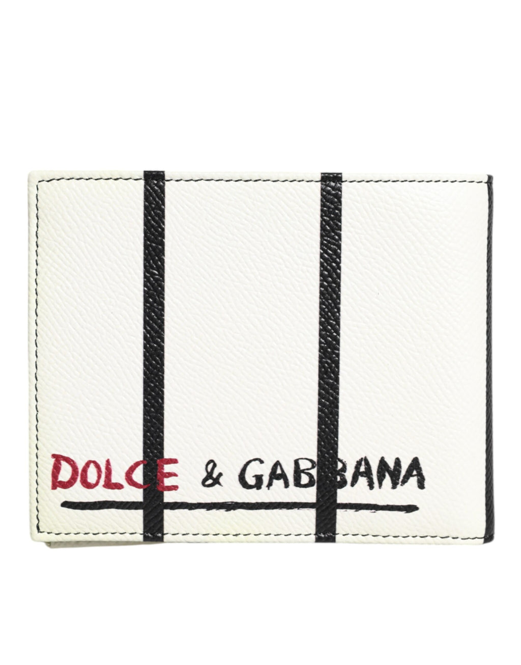 Dolce & Gabbana Weißes Leder DG Crown Royals Bifold Card Holder Wallet