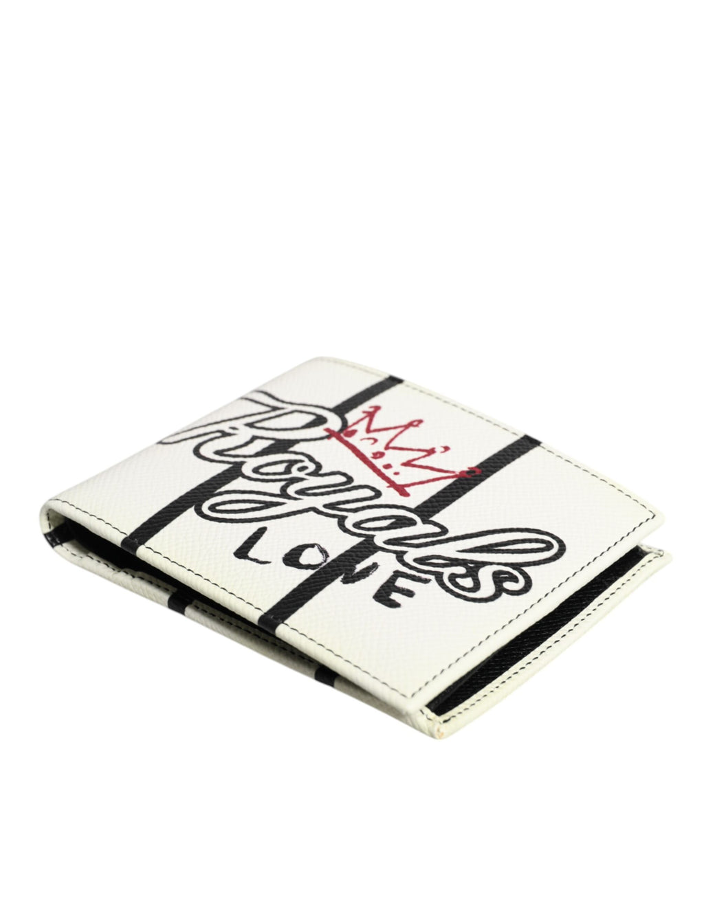 Dolce & Gabbana Weißes Leder DG Crown Royals Bifold Card Holder Wallet