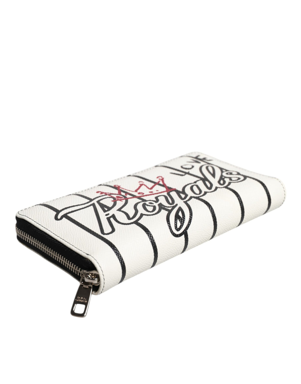 Dolce & Gabbana Weißes Leder DG Crown Royals Continental Zip um Brieftasche