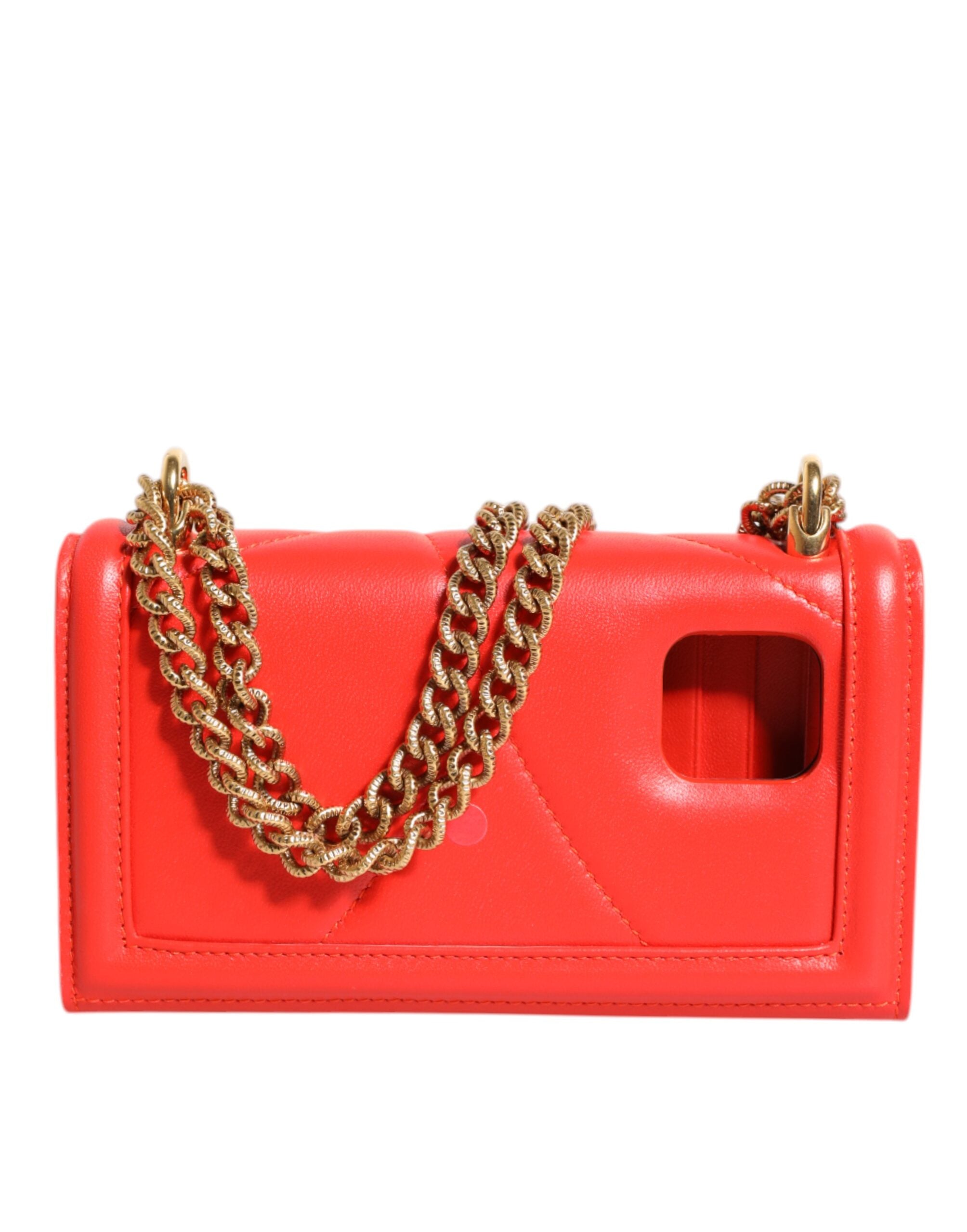 Dolce & Gabbana Rote Leder gesteppte Hingabe Crossbody Handyhülle Tasche