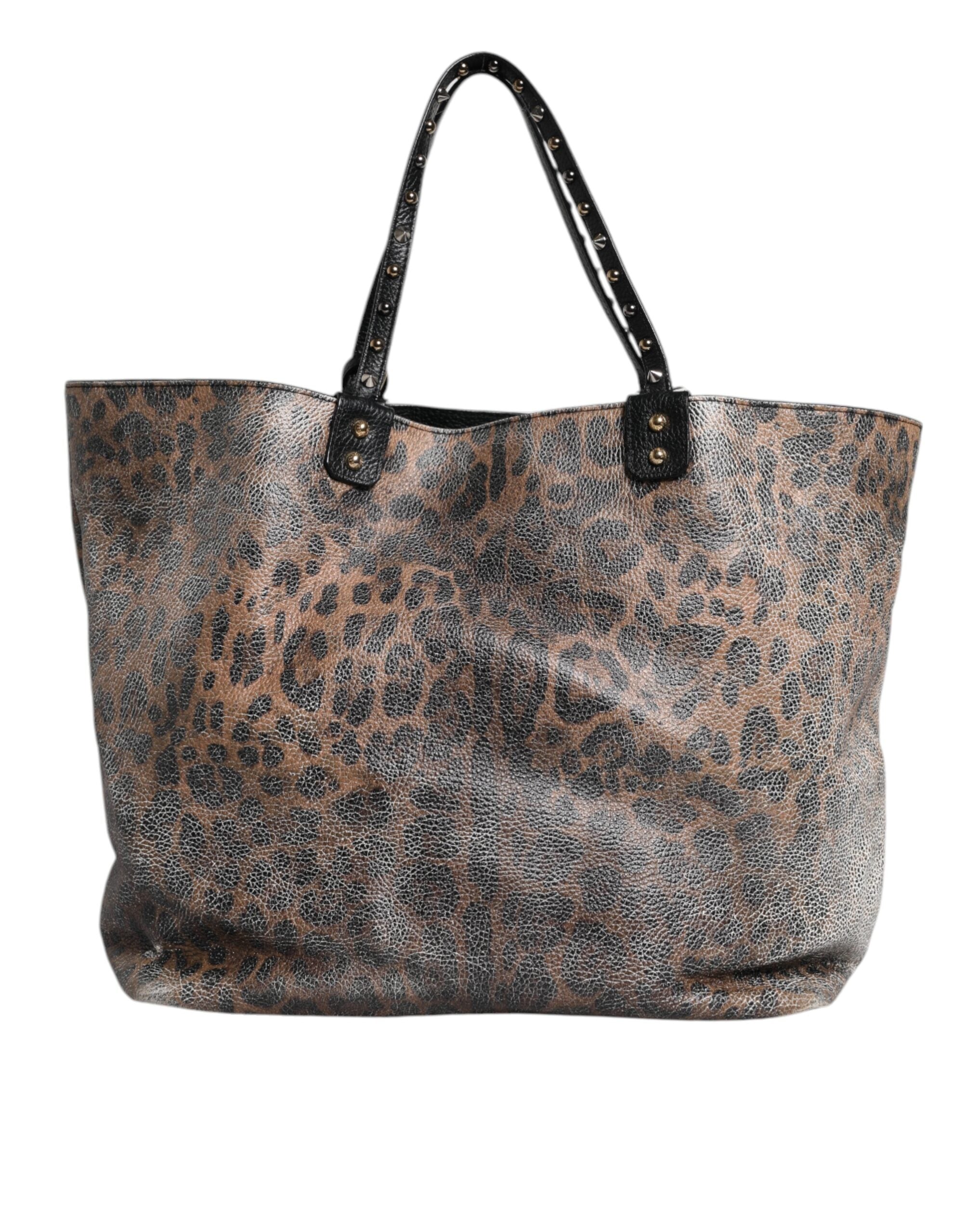 Dolce & Gabbana Braune Leopardentasche BEATRICE Leder mit Logo-Plakette Tote Bag