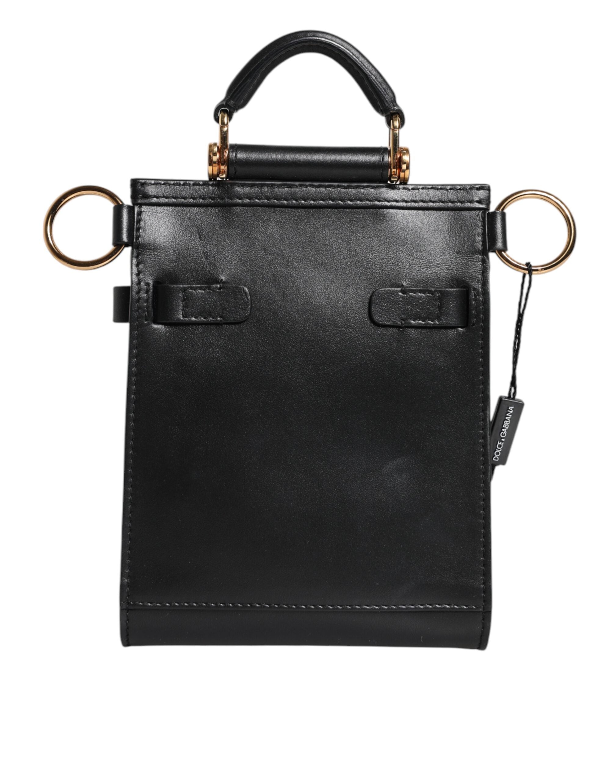 Dolce & Gabbana Schwarze Mini-Tasche aus Kalbsleder mit Logo-Plakette