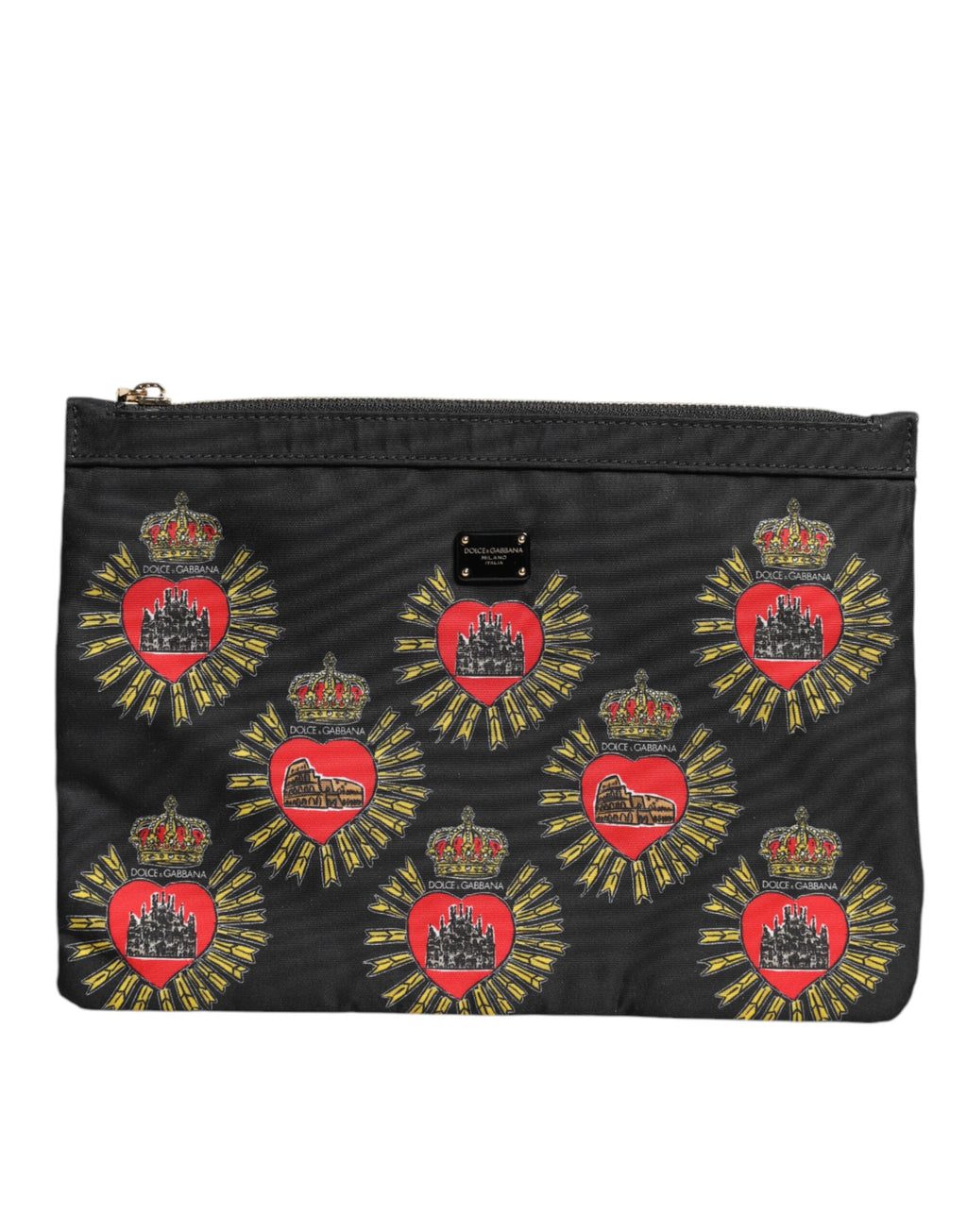 Dolce & Gabbana Schwarzes rotes Nylon Heiliges Herz Clutch Pouch Tasche