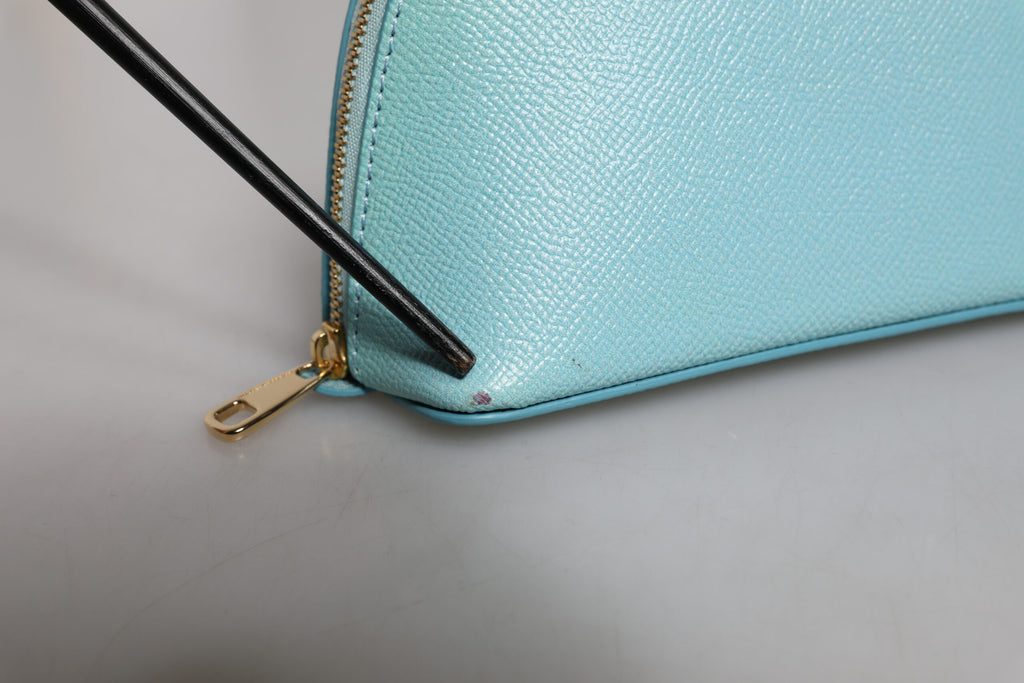 Dolce & Gabbana Hellblaue Lederhandtasche Clutch Mini Purse Pouch Bag