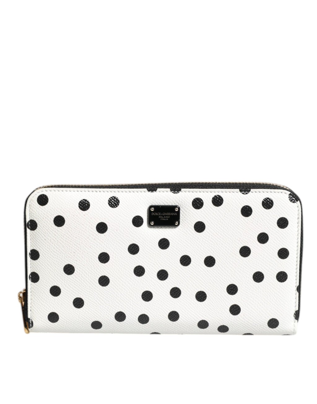 Dolce & Gabbana Weiß-schwarz gestreiftes Leder Portemonnaie mit Reißverschluss