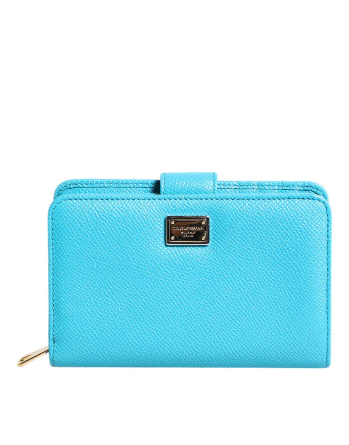Dolce & Gabbana Light Blue Leder Zweifach faltbare Kontinentale Clutch Geldbörse